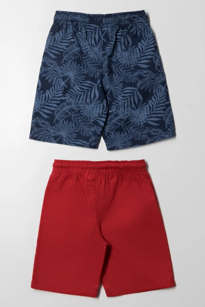 2 Pack Shorts Red And Navy