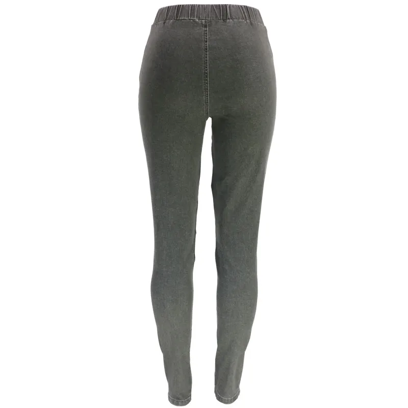 Army Green High Waisted Hip Lifting Women's Jeans