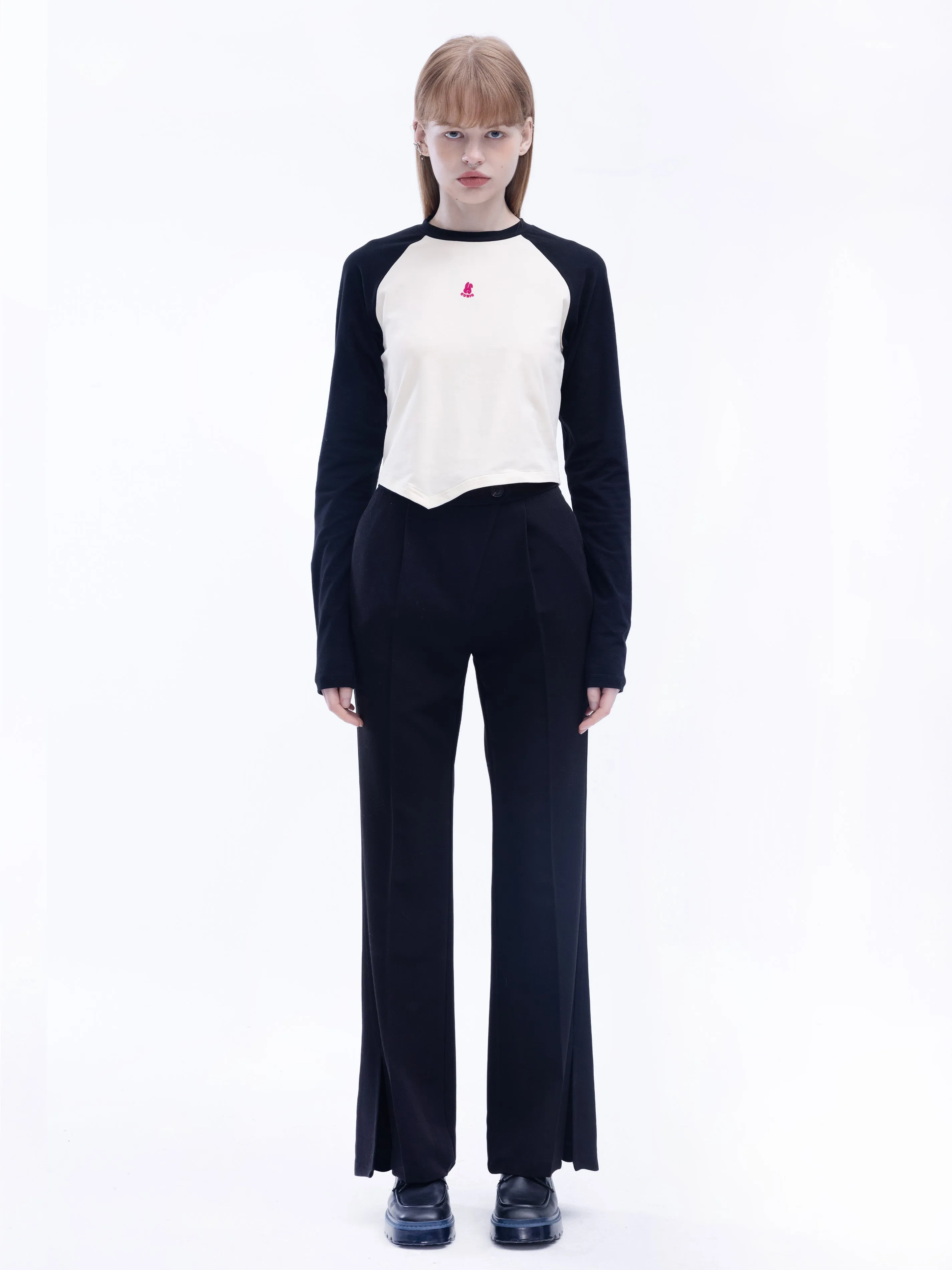 Asymmetric Slitted Tailored Trousers