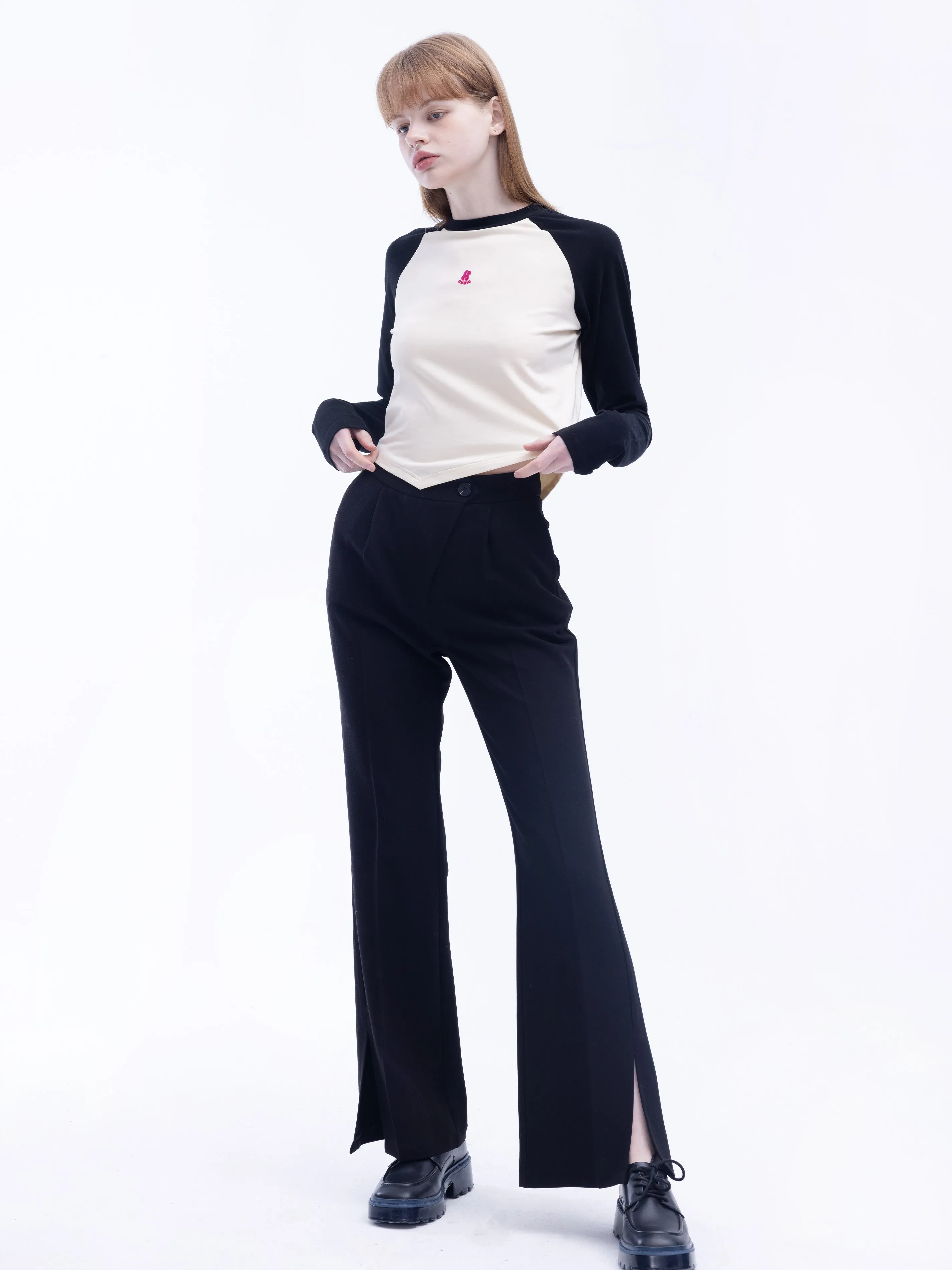 Asymmetric Slitted Tailored Trousers