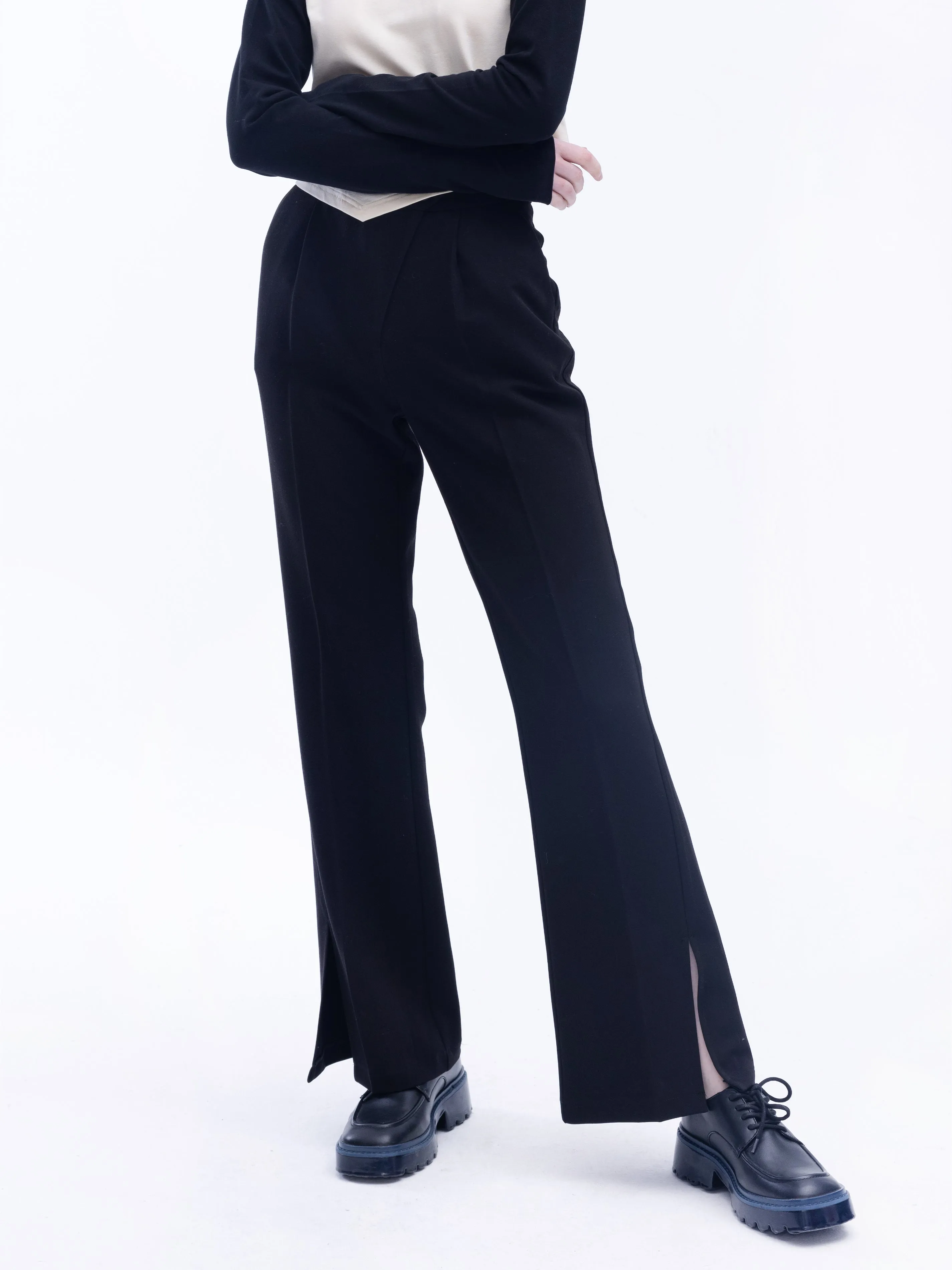 Asymmetric Slitted Tailored Trousers