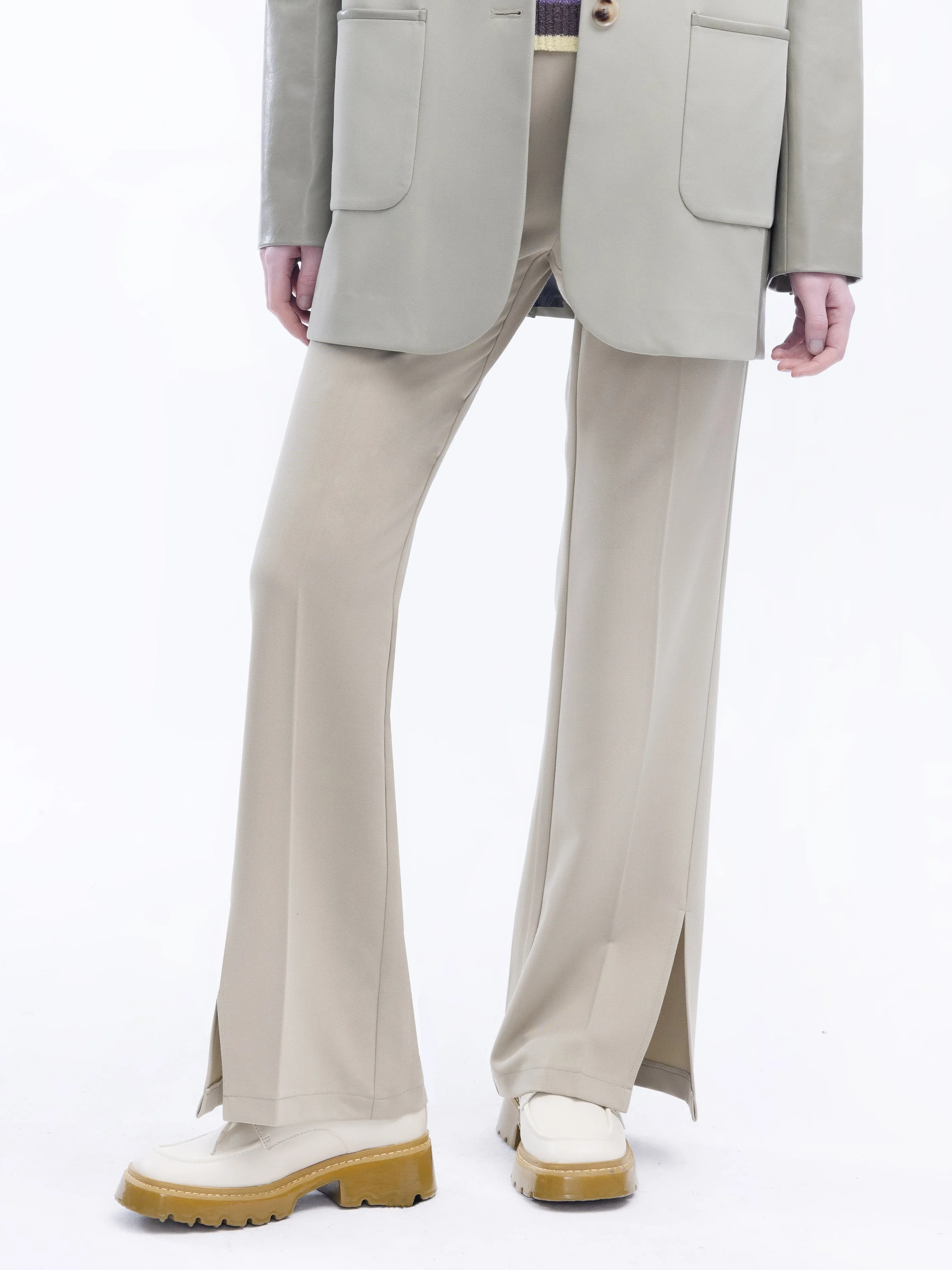 Asymmetric Slitted Tailored Trousers