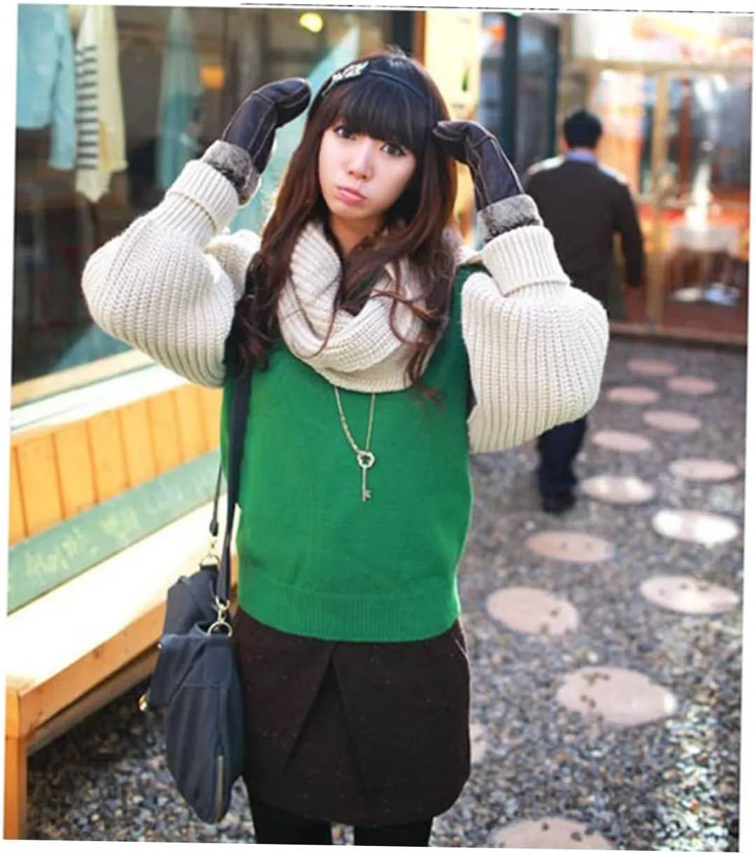 Beaupretty Unisex Knitted Scarf Shawl with Sleeves Fashionable Winter Cape for Men and Women Soft and Elastic