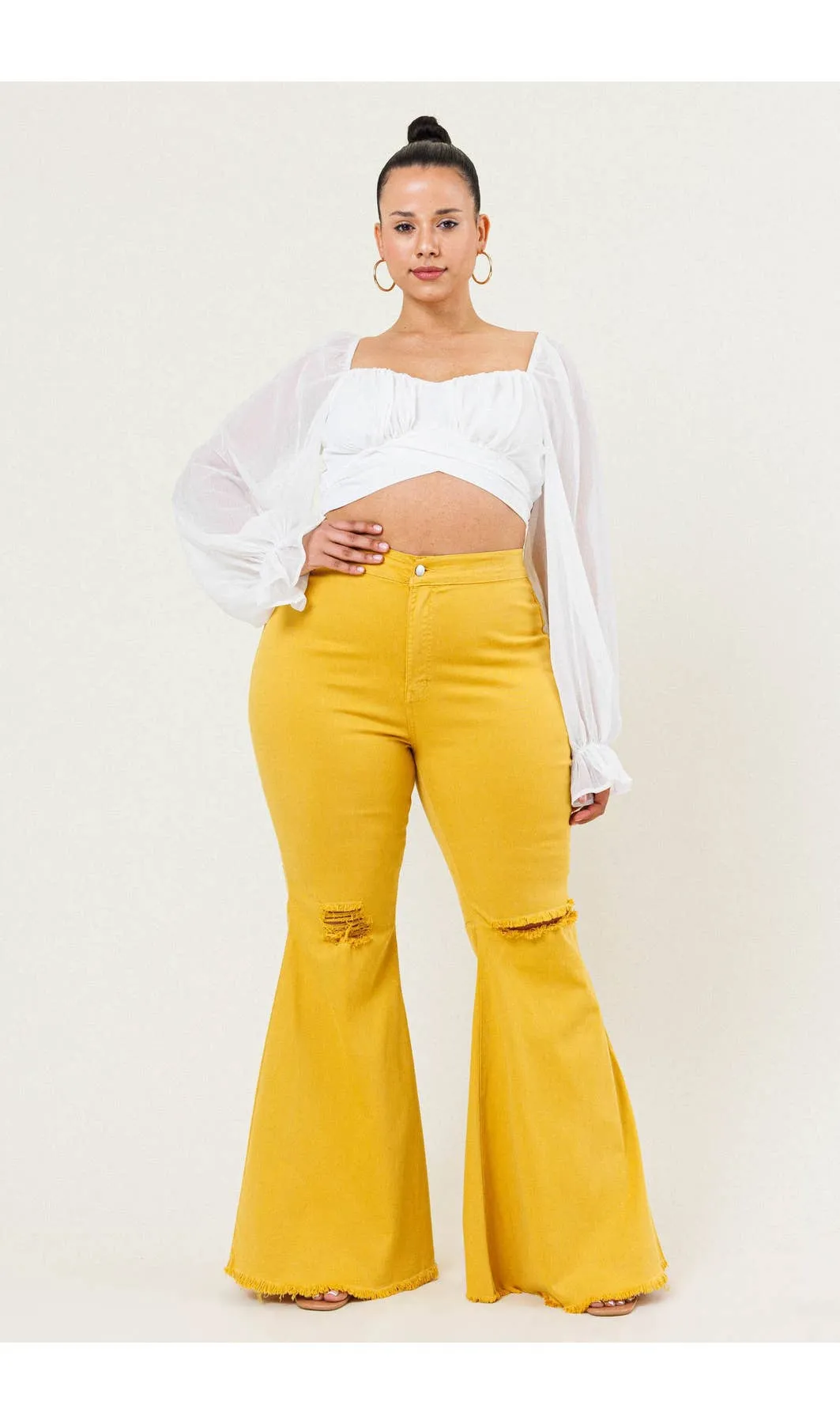 Bella Mustard Flare Jeans