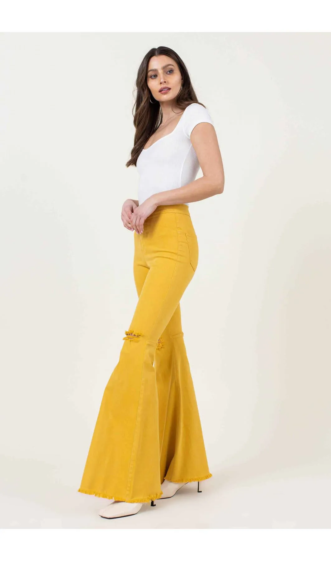 Bella Mustard Flare Jeans