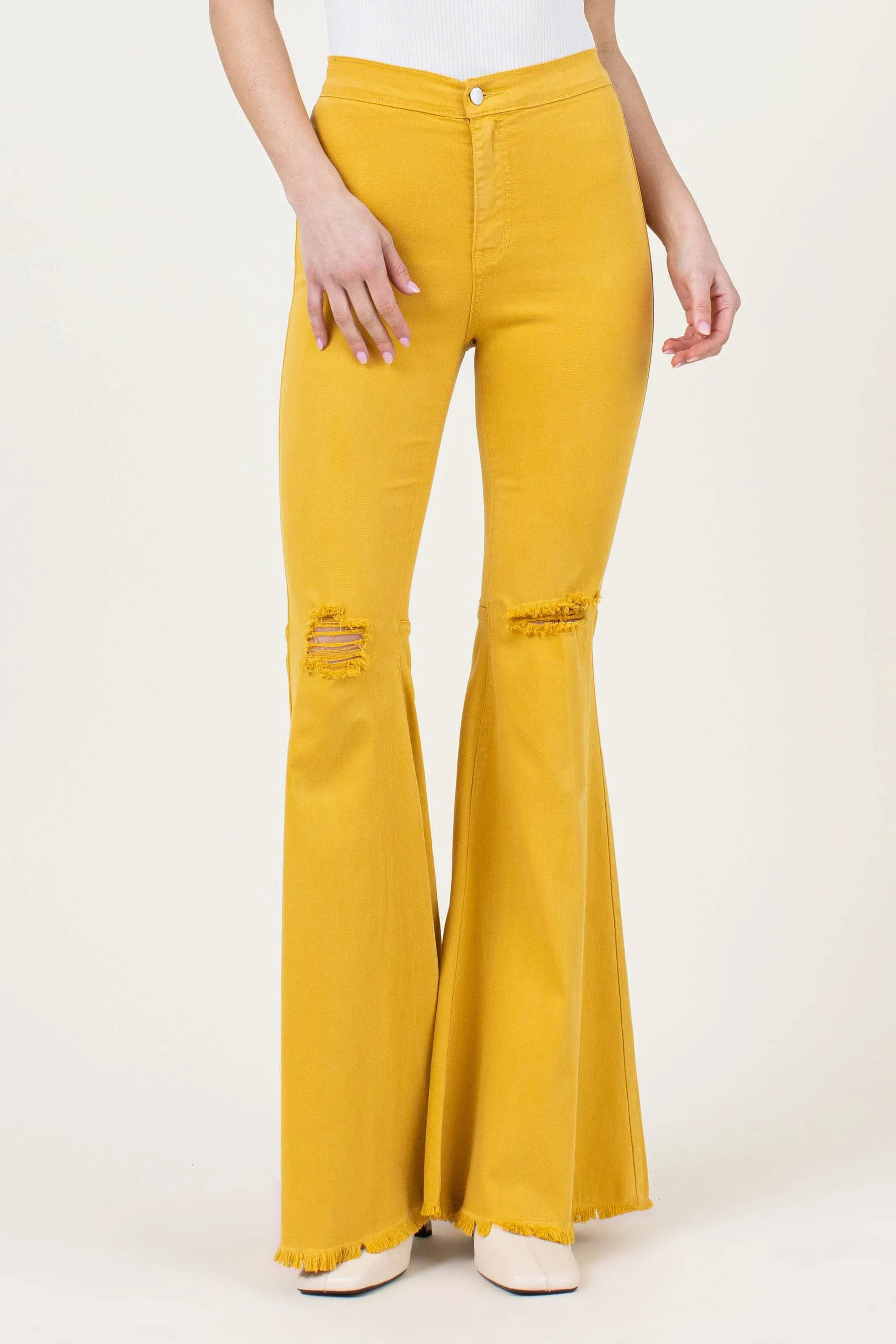 Bella Mustard Flare Jeans
