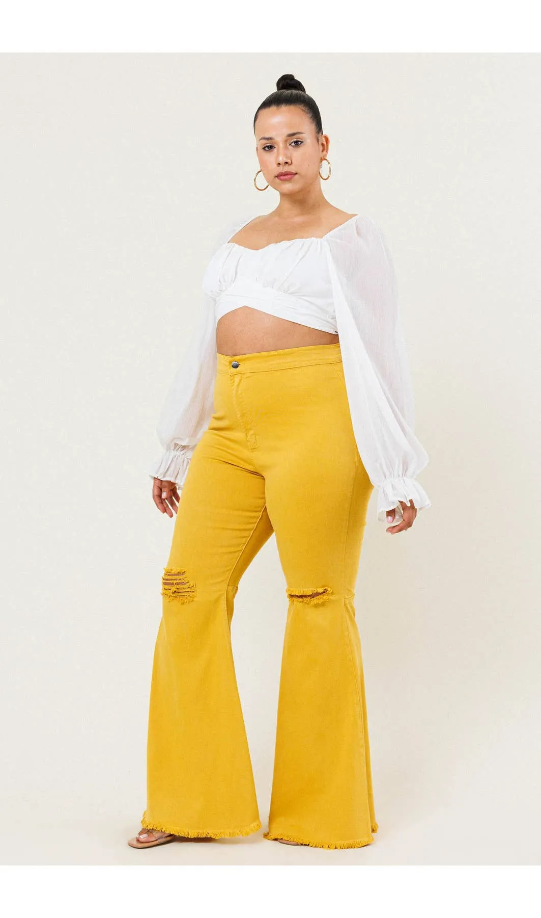 Bella Mustard Flare Jeans