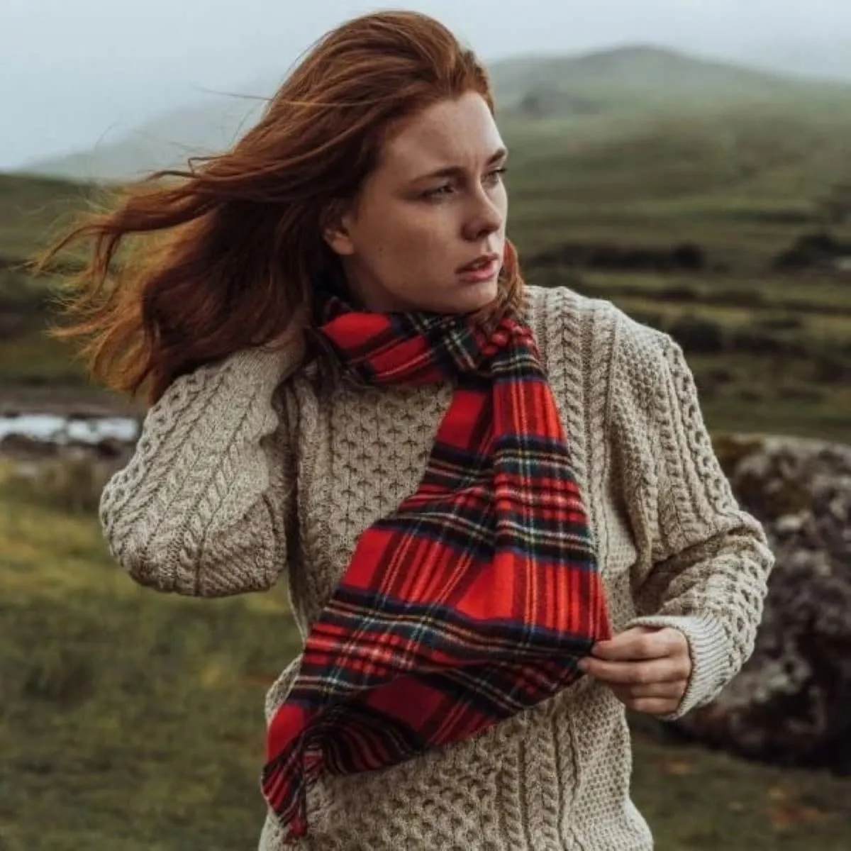 Biddy Murphy 100% Irish Lambswool Plaid Scarf, Soft & Warm, Celtic Tartan Pattern, Imported
