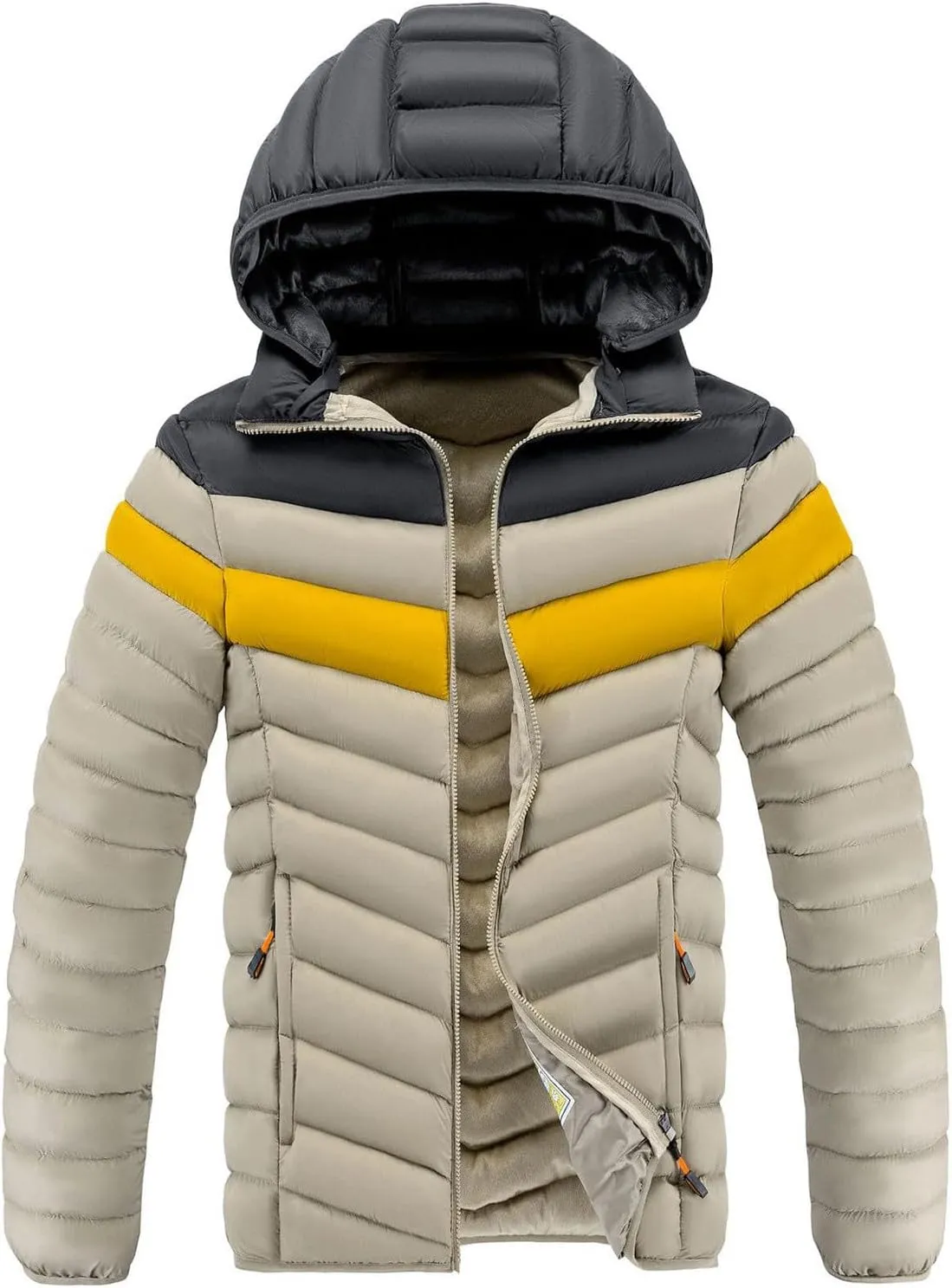 BIFUTON Puffer Jacket Men,Men's Lightweight Puffer Jacket Warm Winter Insulated Puffy Padded Windproof Quilted Coat with Hood