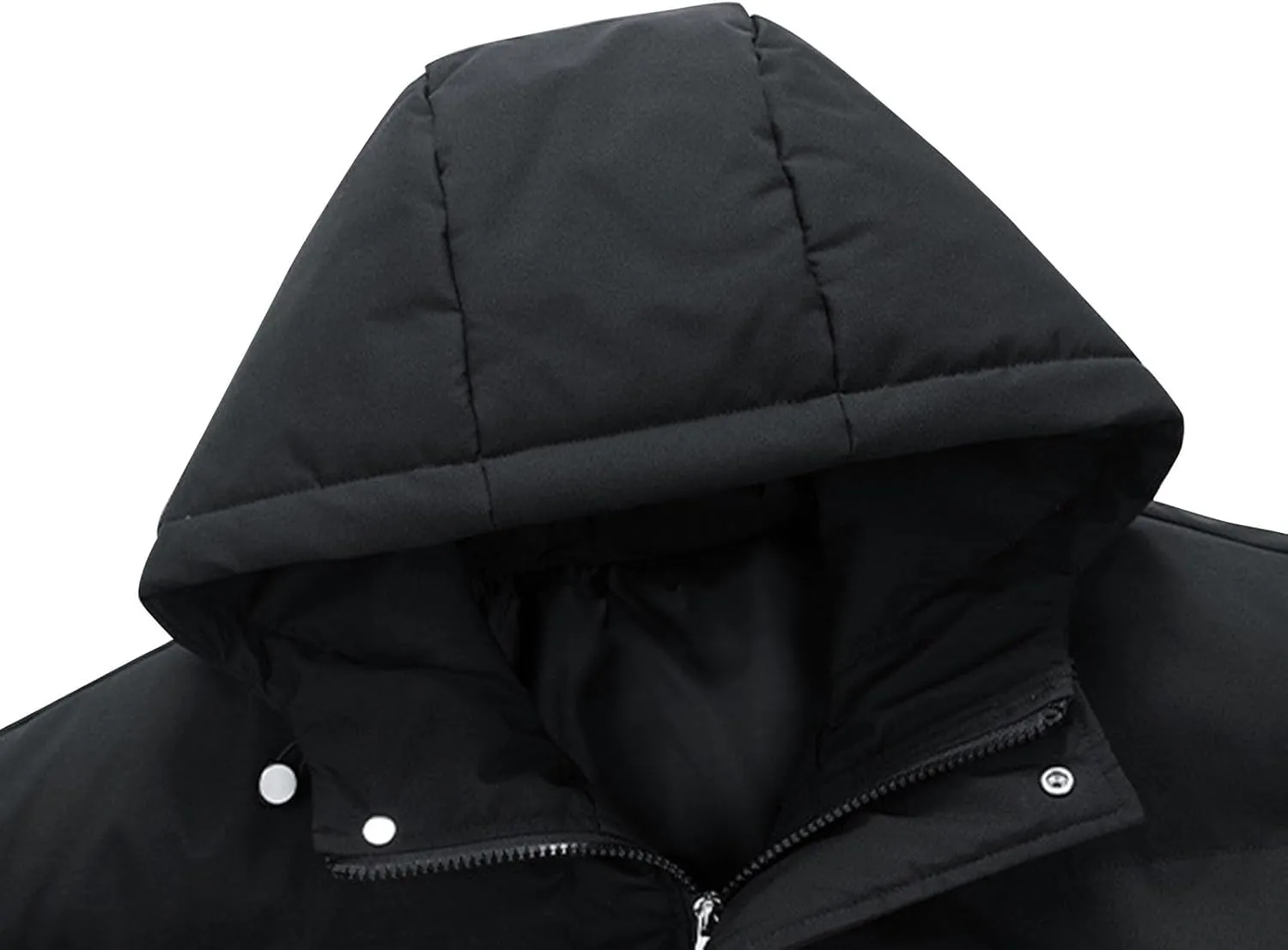Big and Tall Winter Puffer Jackets for Men Hooded Zip Up Elastic Cuff Long Sleeve Padded Down Warm Coat with Pockets