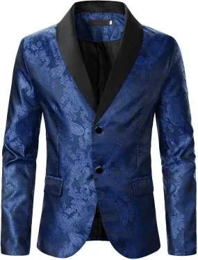 Blazers for Men Suit Casual Single-breasted Buckle Men's Fashion Lapels Jacket Printed Men's Coats Tuxedo Jacket