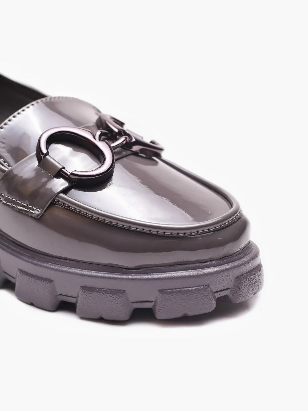 Brauch Grey Patent Embellished Loafer Shoe