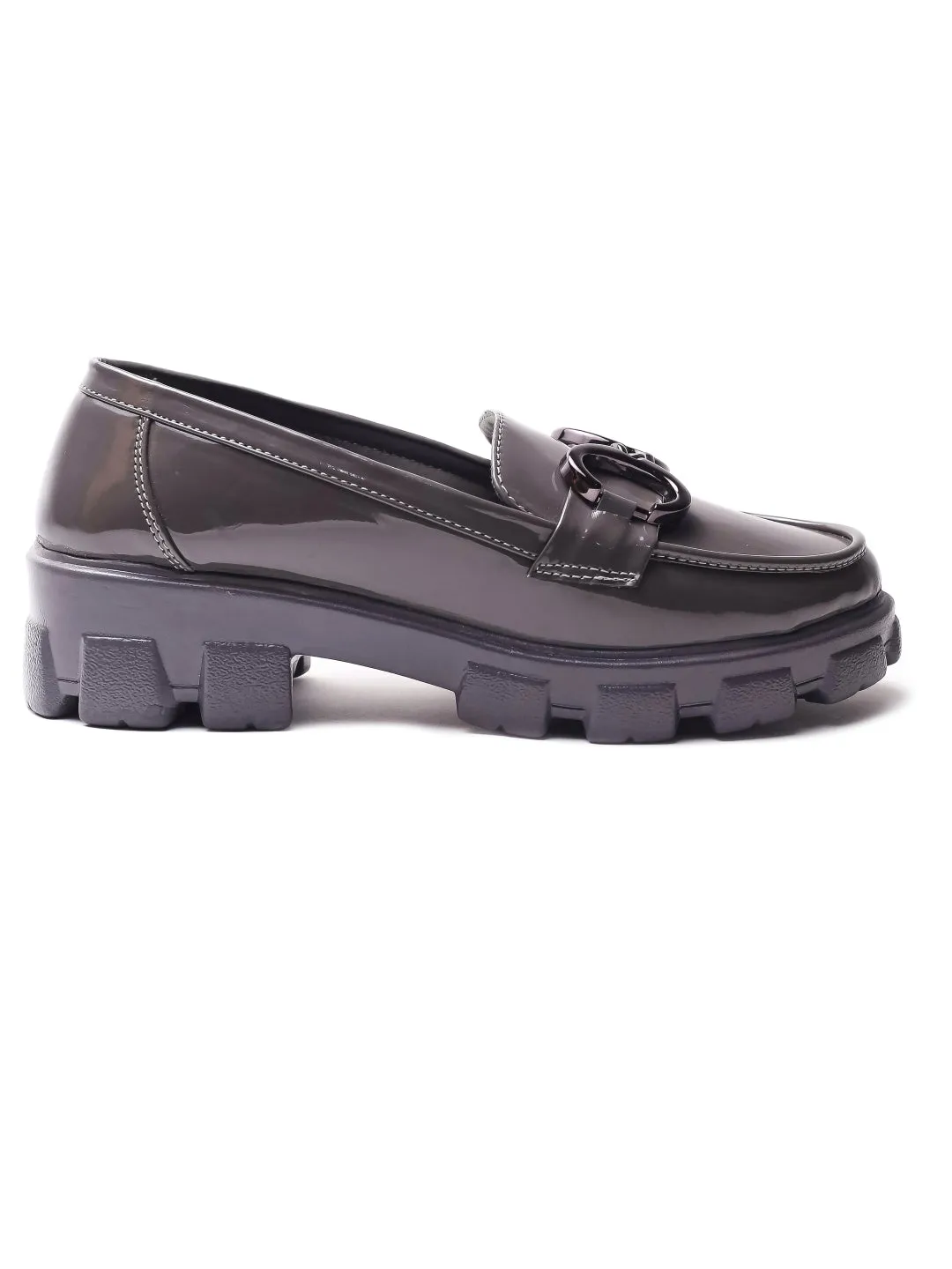 Brauch Grey Patent Embellished Loafer Shoe