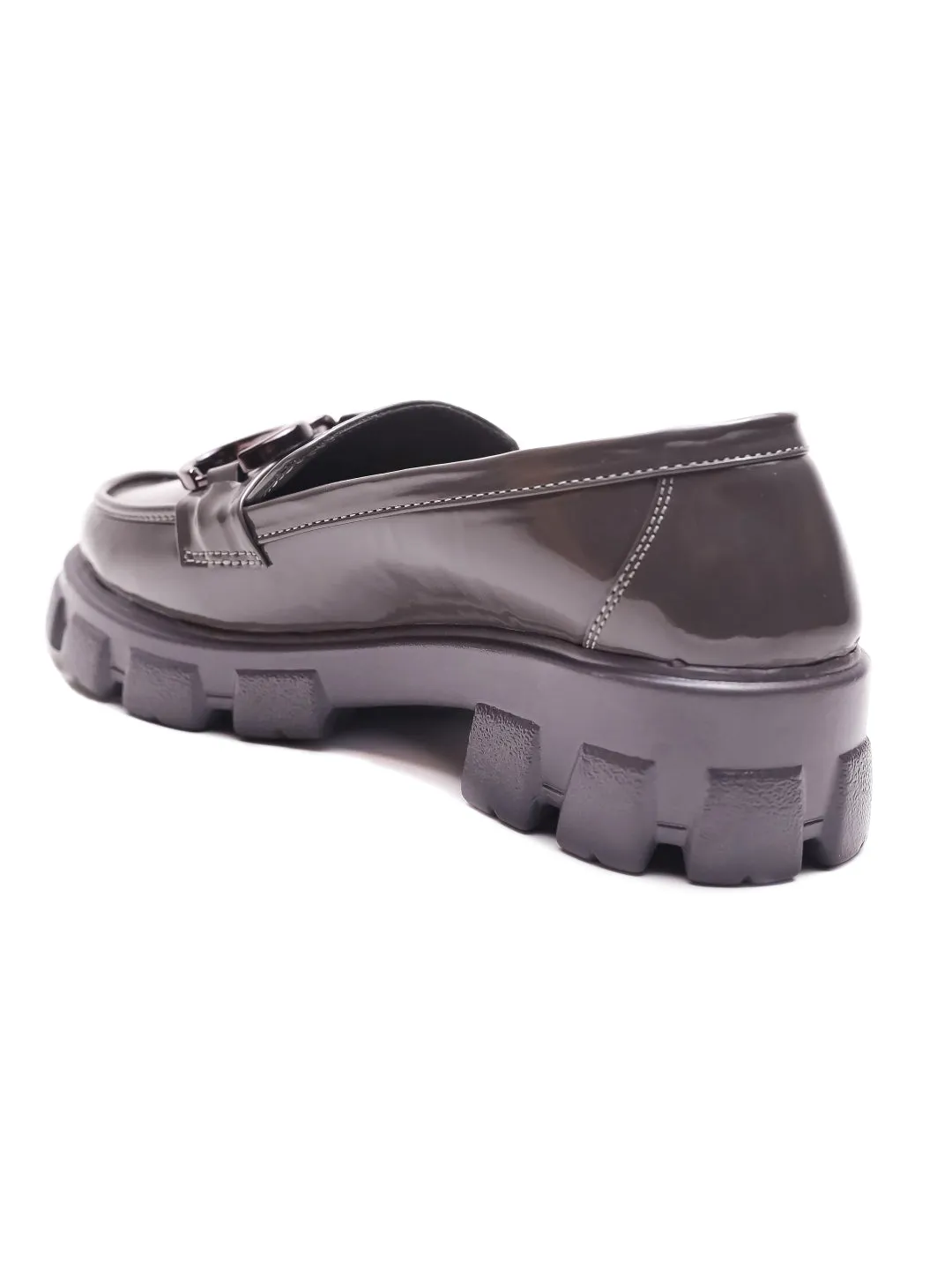 Brauch Grey Patent Embellished Loafer Shoe