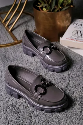 Brauch Grey Patent Embellished Loafer Shoe