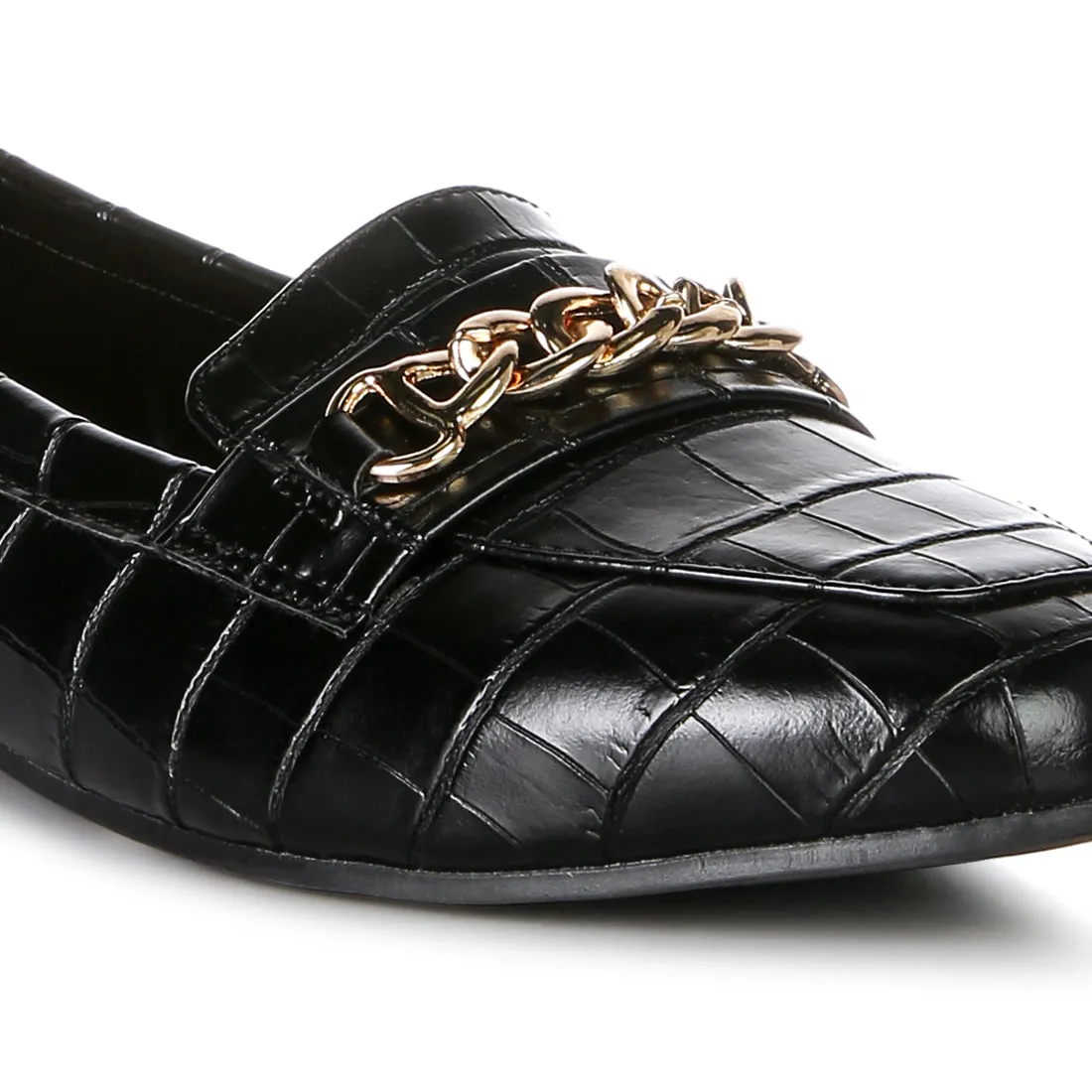 Bro Zone Croc Metal Chain Loafers