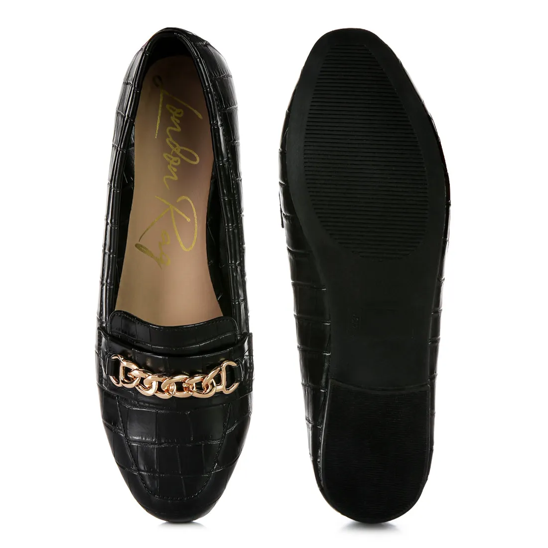 Bro Zone Croc Metal Chain Loafers