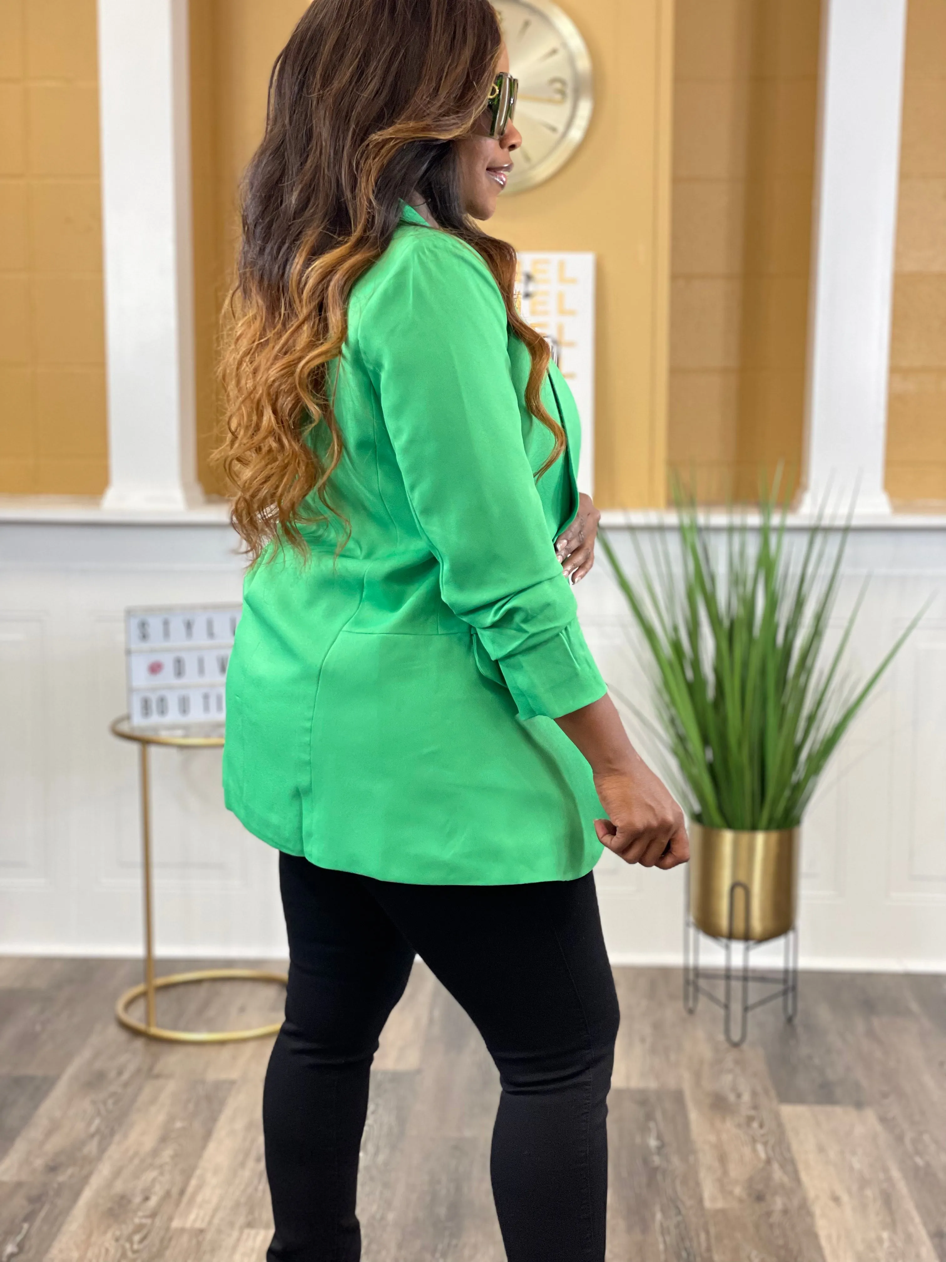 Busy Babe 3/4 Sleeve Blazer up to 3XL (Green)