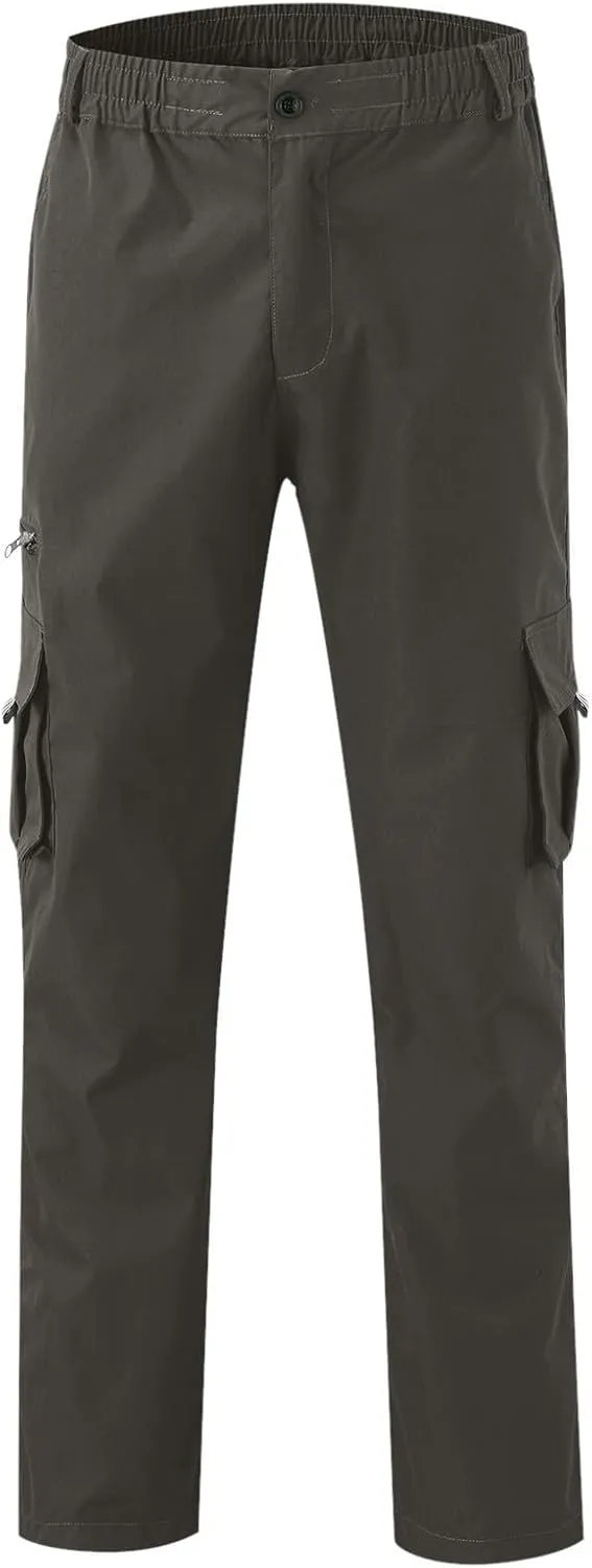 Cargo Pants for Men Wide Leg Pockets Elastic Waist Slim Legs Breathable Soft Fit Elasticity Comfy Fashion Trousers