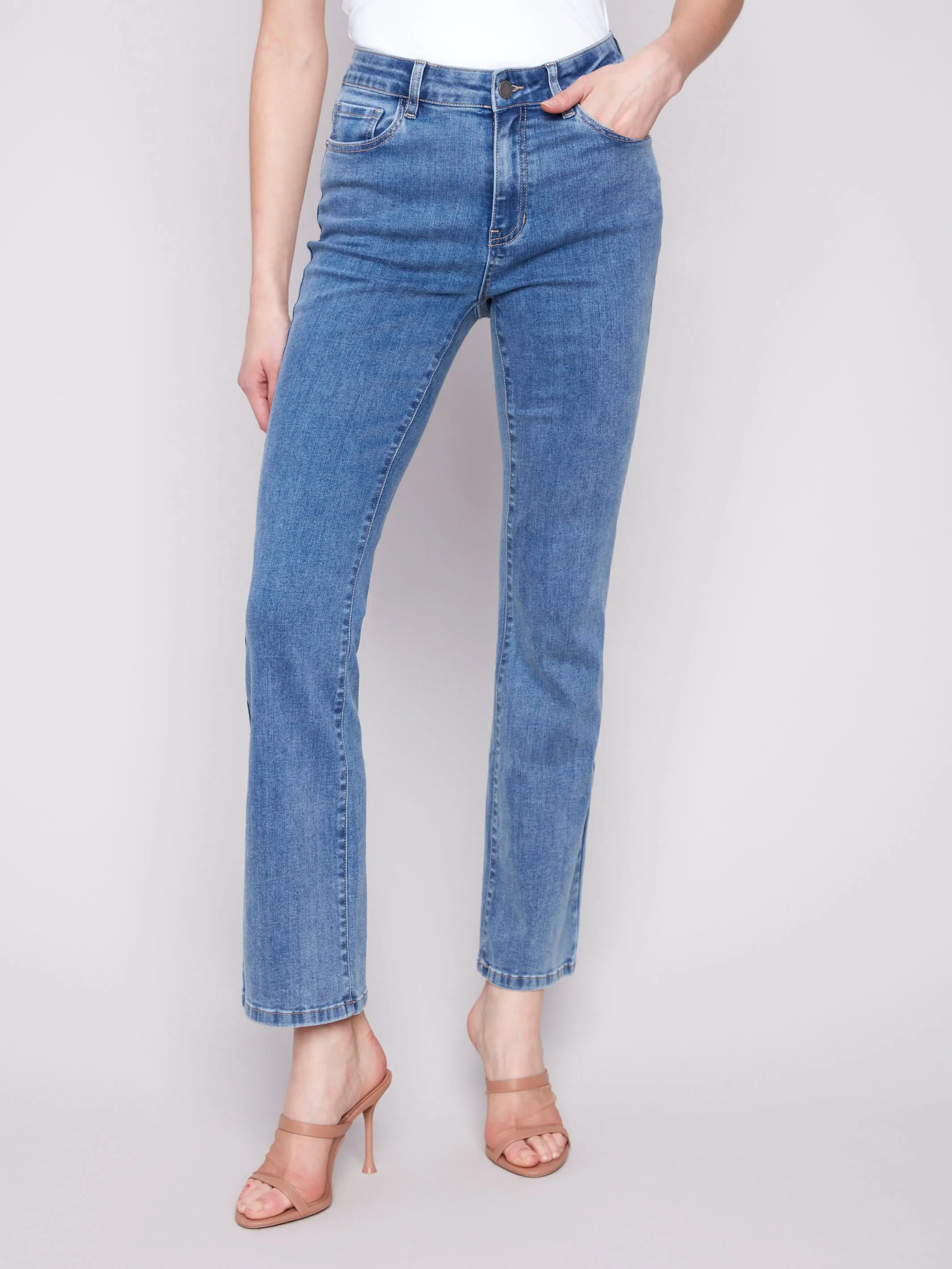 Celine Flare Leg Jeans - Medium Blue