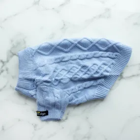 Cozy Blue Cable Knit Dog Sweater