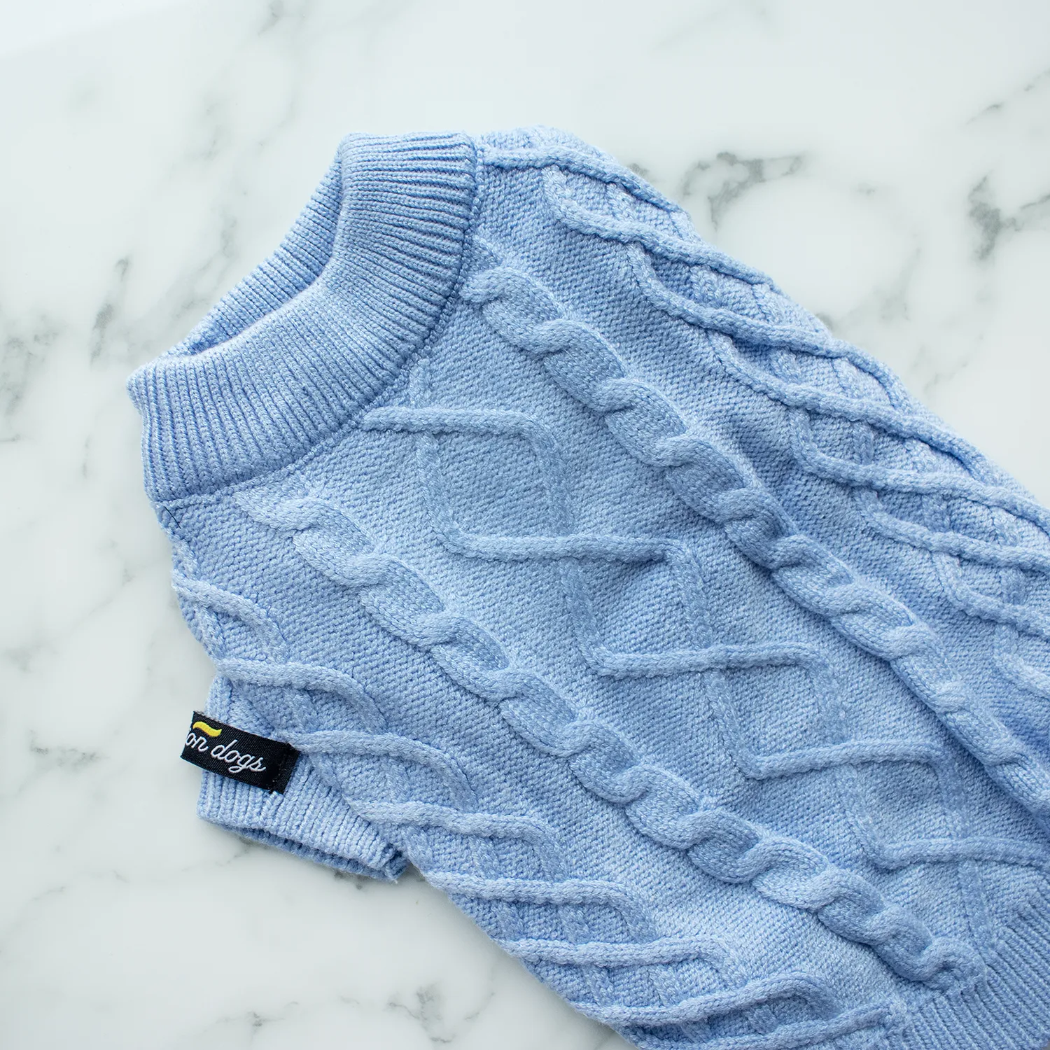 Cozy Blue Cable Knit Dog Sweater