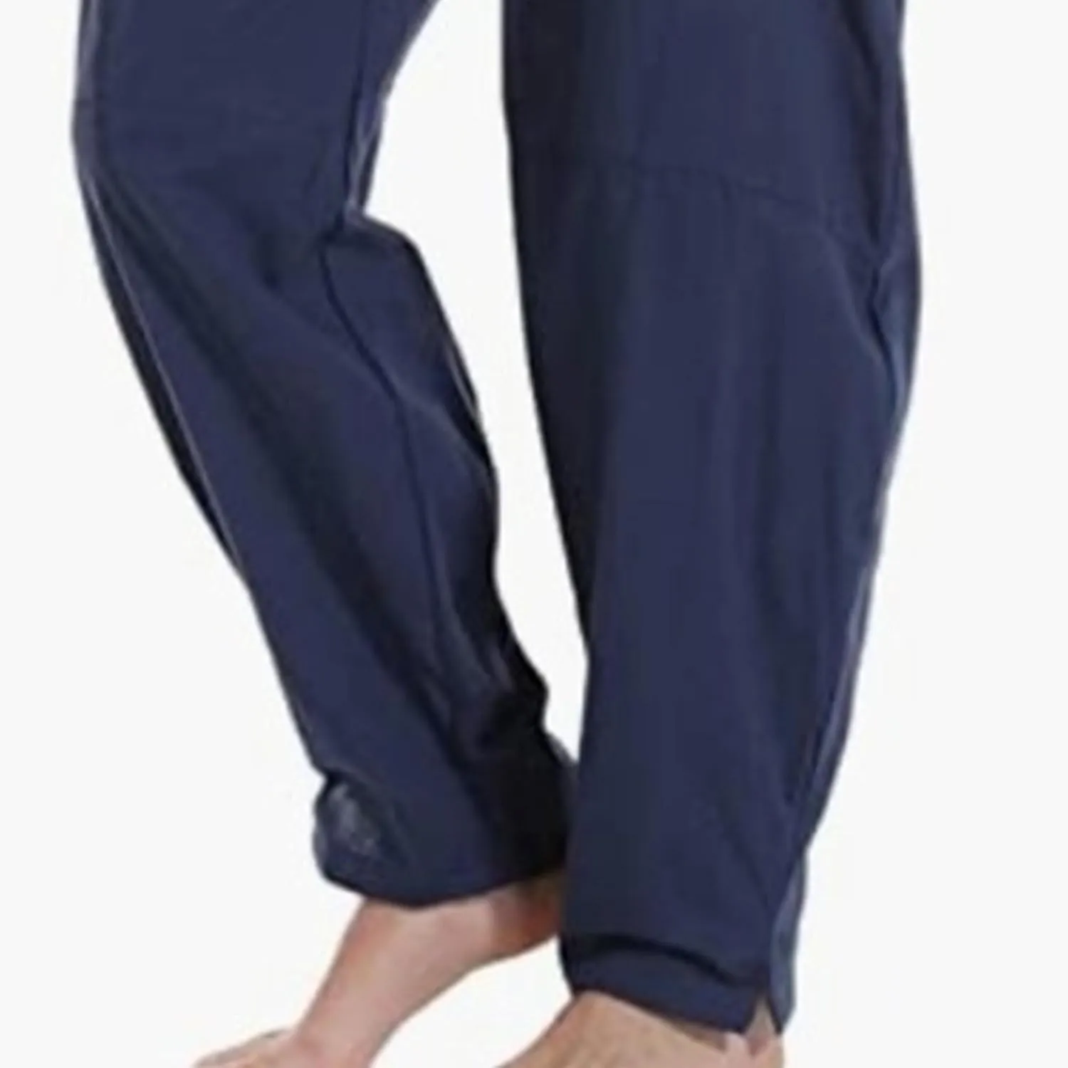 DGHM-JLMY Men's Linen Cotton Loose Fit Pants Solid Color Casual Trousers Lightweight Elastic Waist Summer Beach Pants