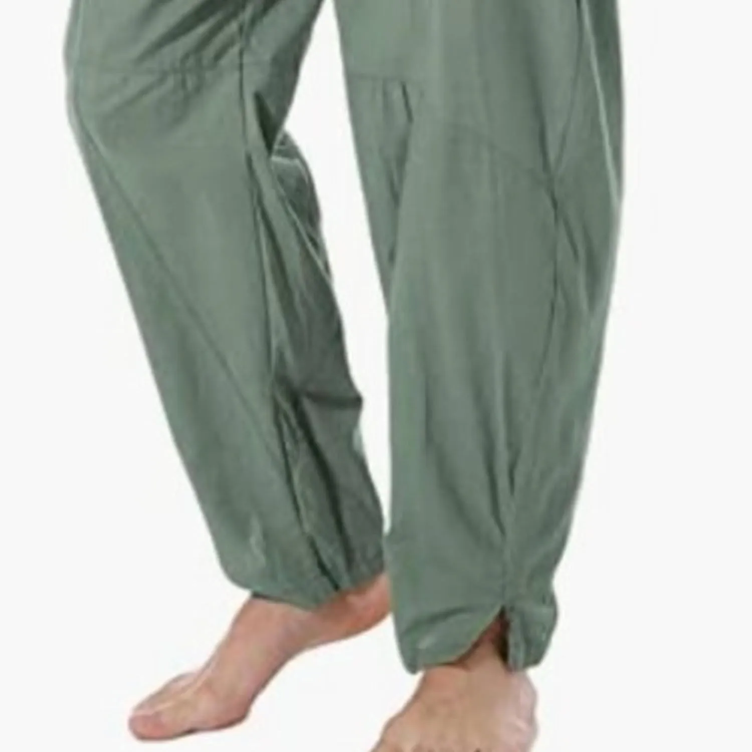 DGHM-JLMY Men's Linen Cotton Loose Fit Pants Solid Color Casual Trousers Lightweight Elastic Waist Summer Beach Pants