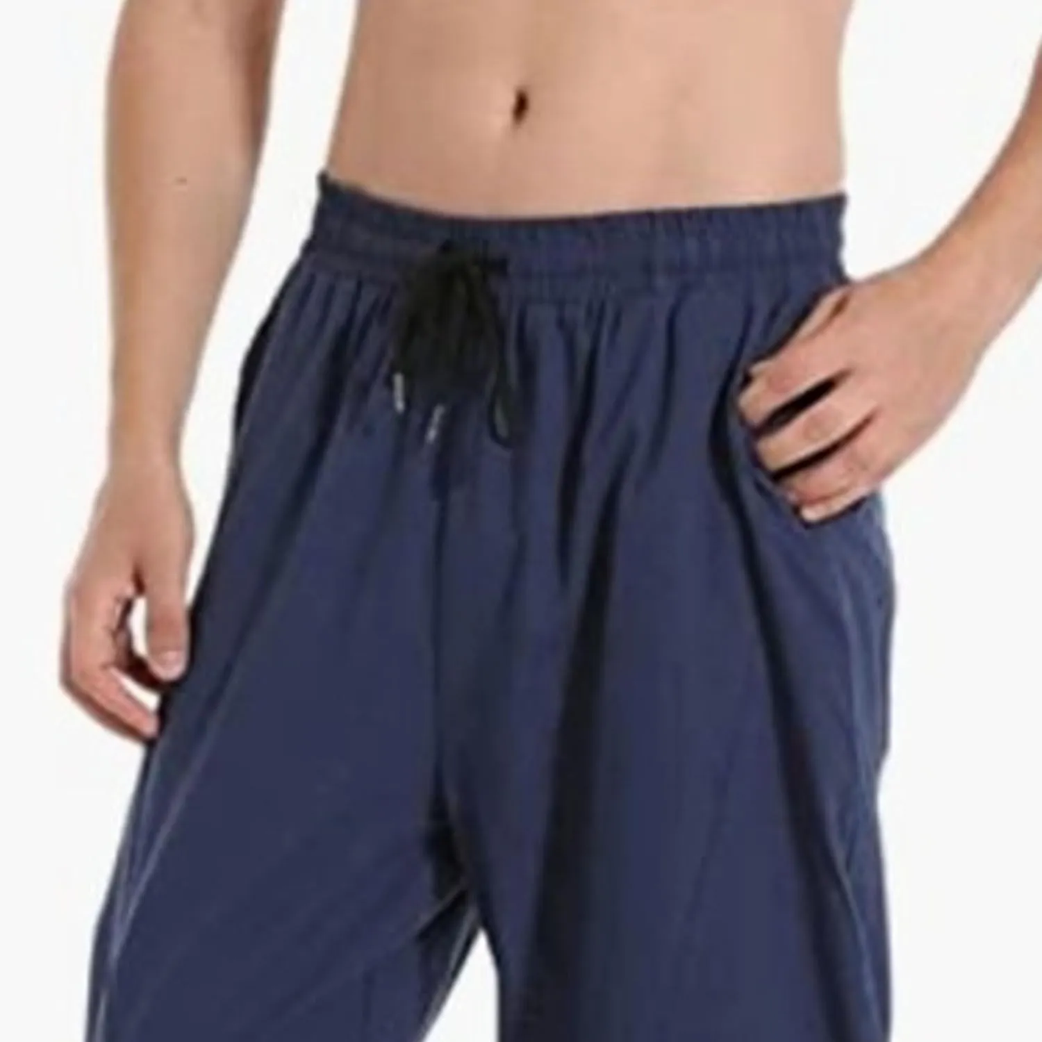 DGHM-JLMY Men's Linen Cotton Loose Fit Pants Solid Color Casual Trousers Lightweight Elastic Waist Summer Beach Pants