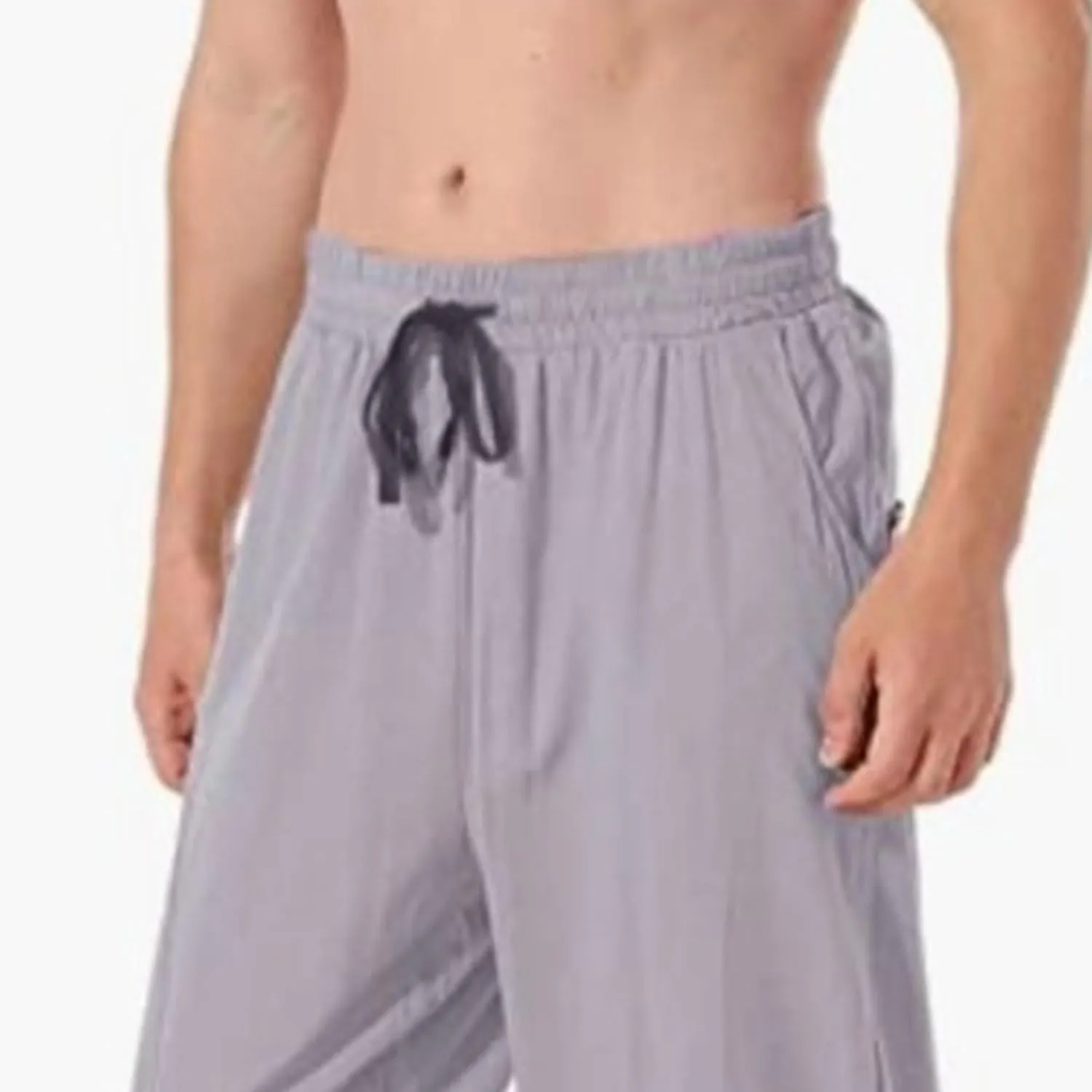 DGHM-JLMY Men's Linen Cotton Loose Fit Pants Solid Color Casual Trousers Lightweight Elastic Waist Summer Beach Pants