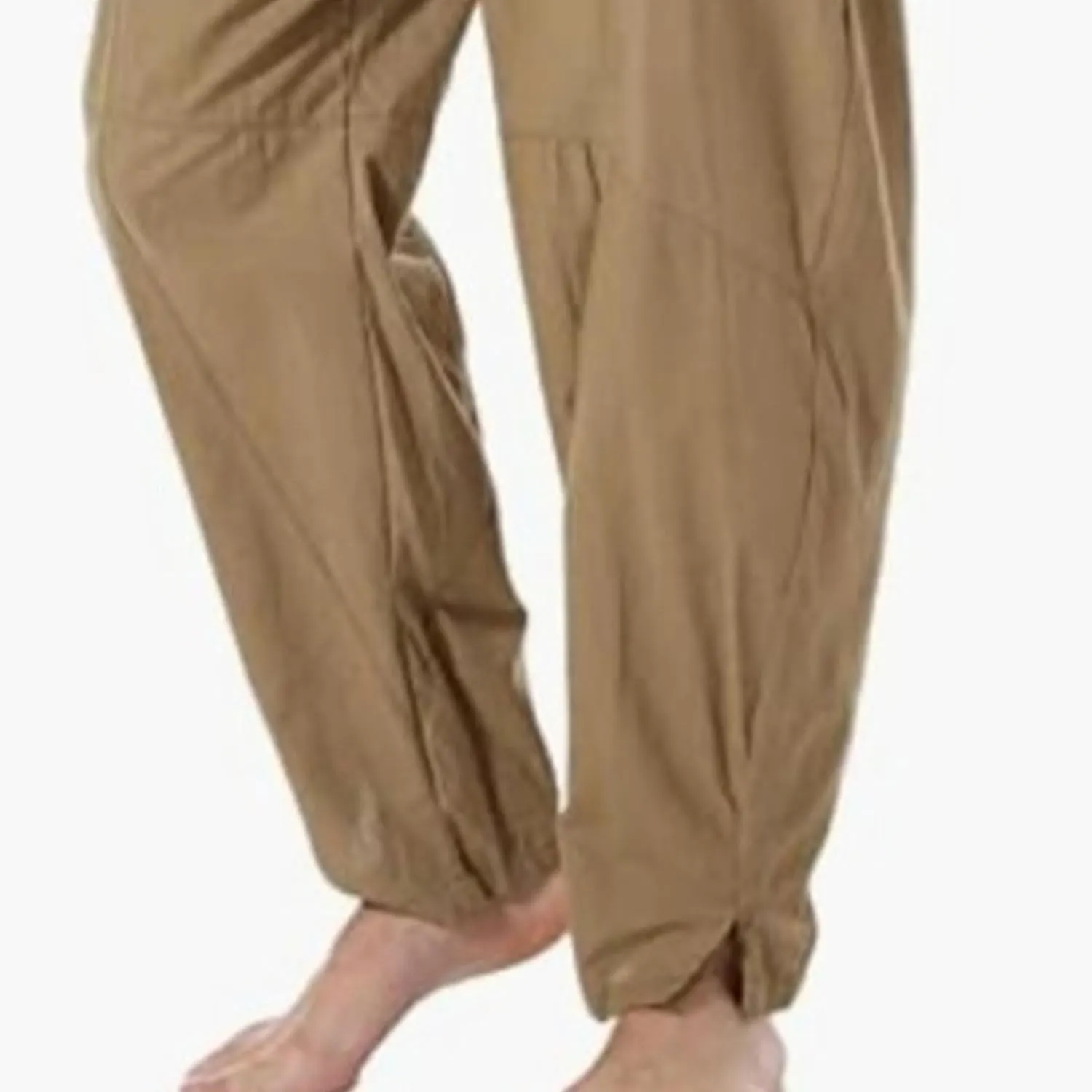 DGHM-JLMY Men's Linen Cotton Loose Fit Pants Solid Color Casual Trousers Lightweight Elastic Waist Summer Beach Pants