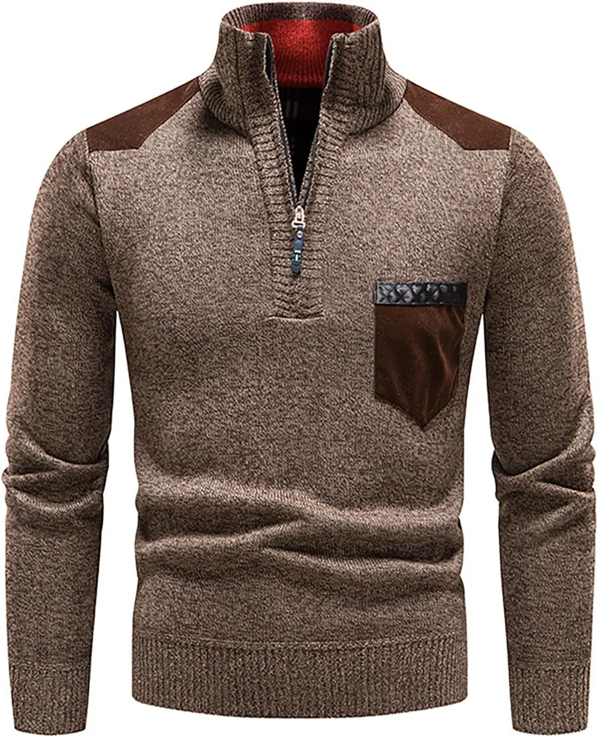 DuDubaby Winter Sweater Cardigan Men's Plush Thickened Sweater Stand Collar Zipper Loose Warm Coat