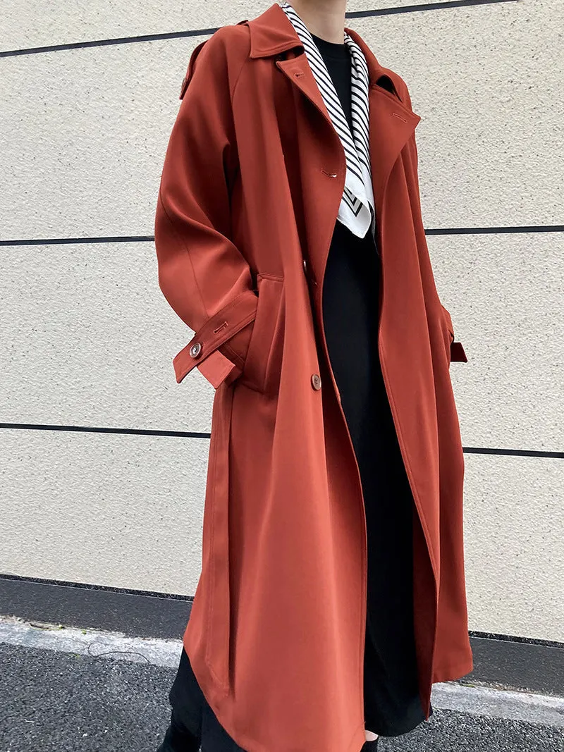 elveswallet Drapey British style loose mid-length trench coat