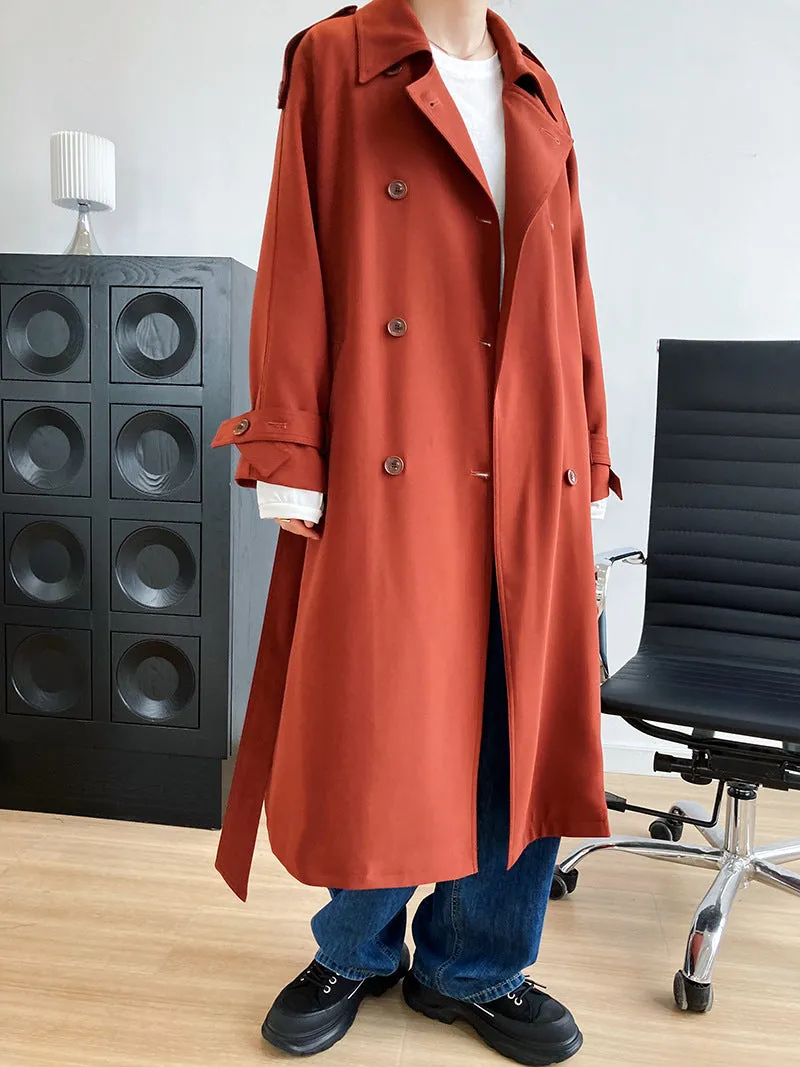 elveswallet Drapey British style loose mid-length trench coat