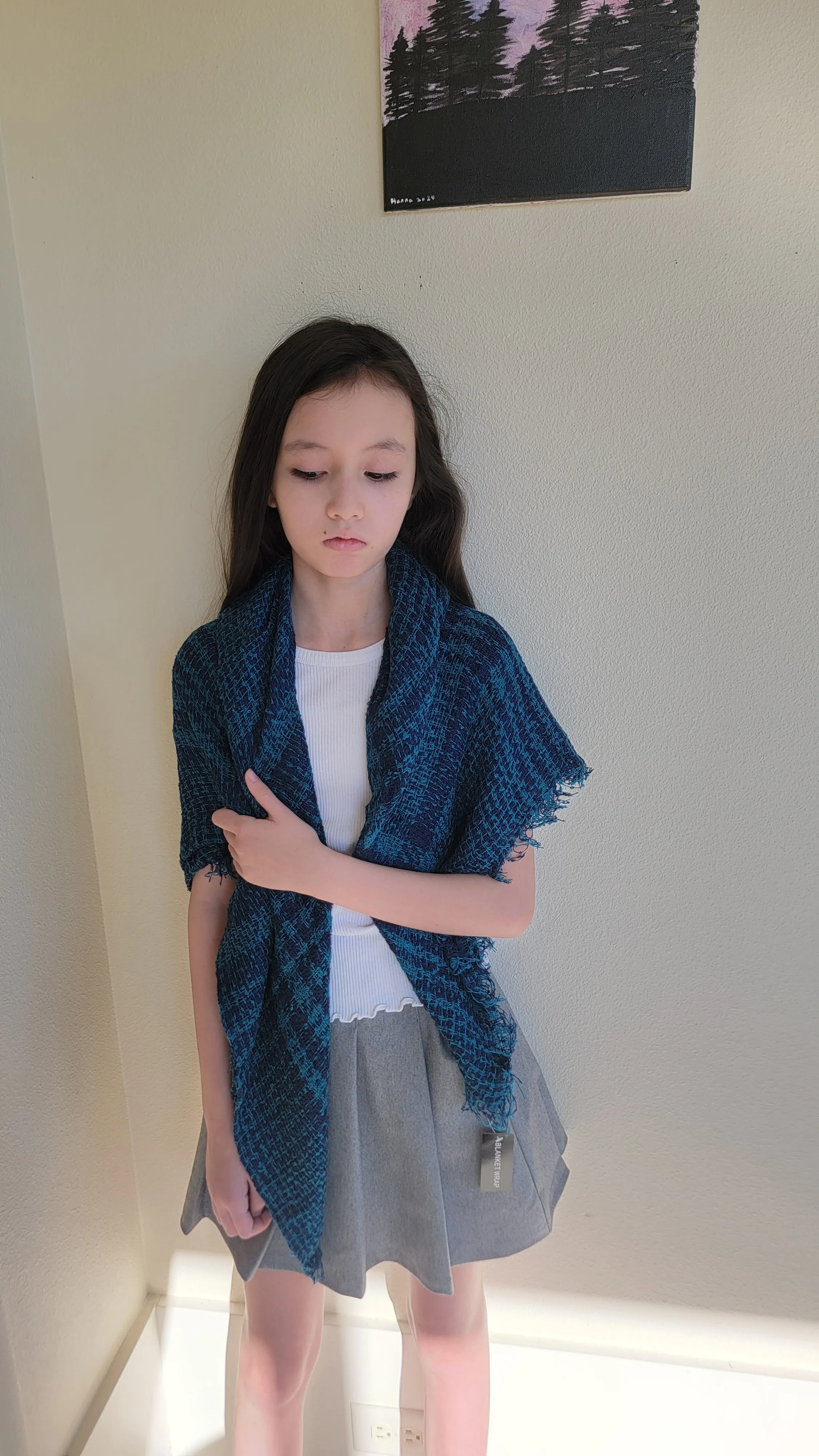 Extra Soft Knit Plaid Blanket Wrap Turquoise