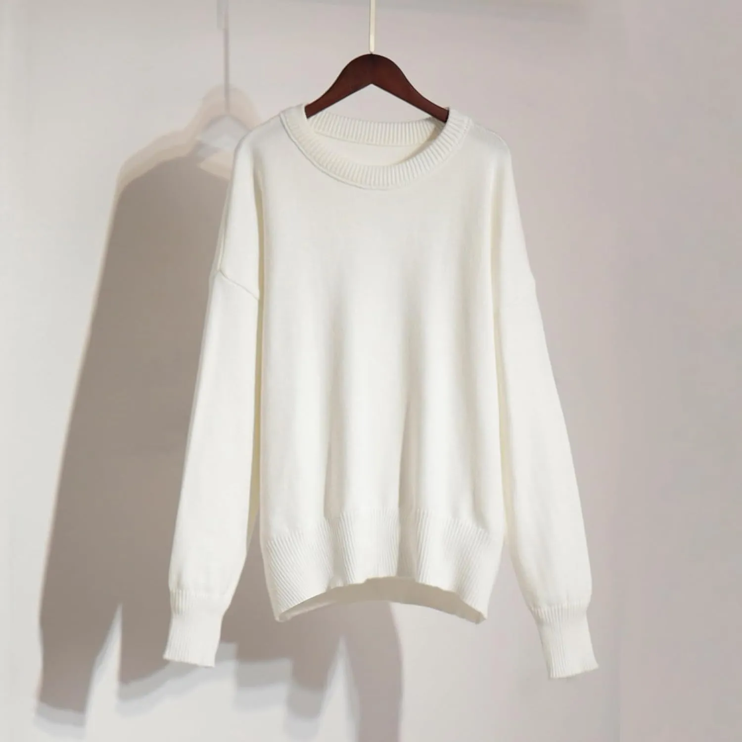 Fall Sweaters for Women 2024 Oversized Crew Neck Pullover Sweater Long Sleeve Chunky Knit Sweater