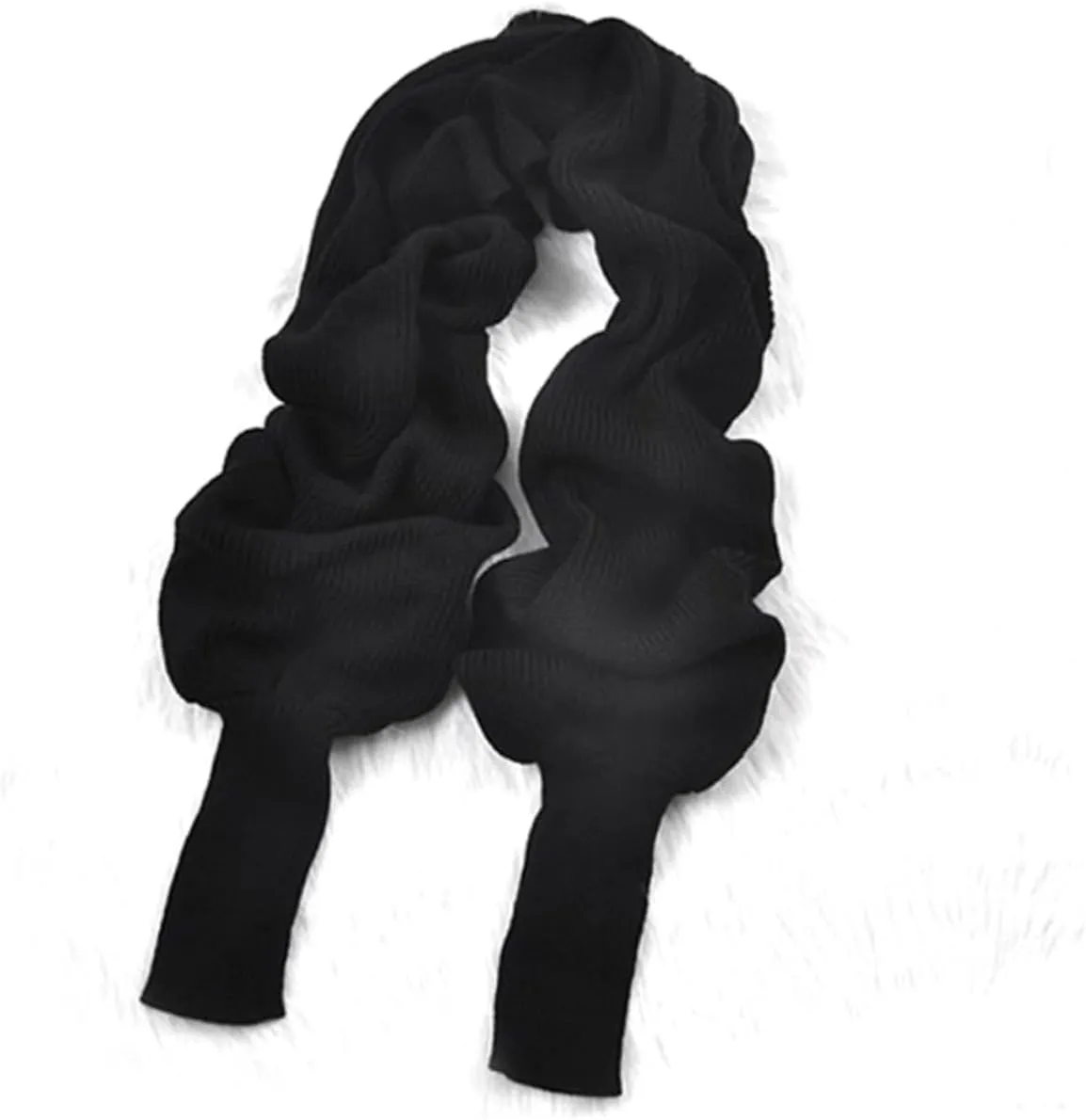 Fashionable Unisex Black Knit Shawl Scarf with Sleeves Cozy Autumn Winter Cape for Men and Women Unique Design for Warmth and Style Soft Blend
