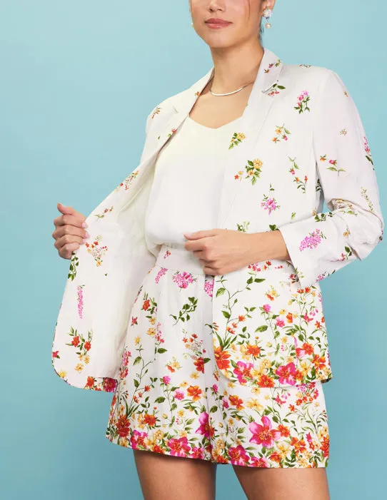 Floral Border Print Blazer