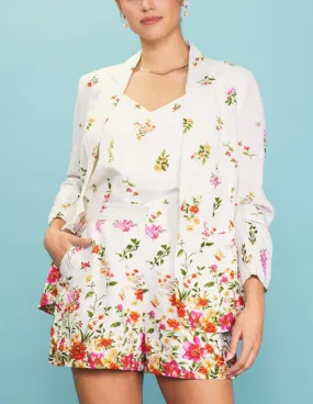 Floral Border Print Blazer