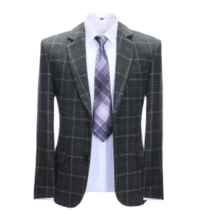 Formal Men's Business Black Plaid Notch Lapel Blazer