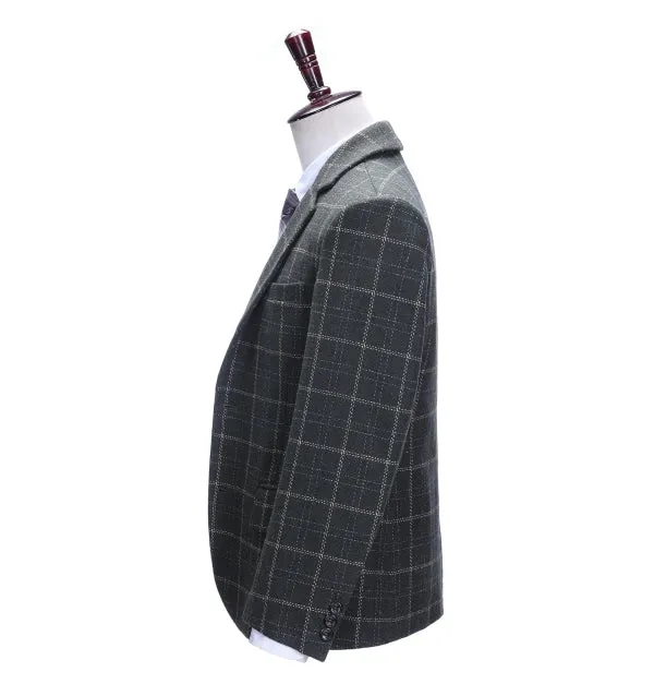 Formal Men's Business Black Plaid Notch Lapel Blazer