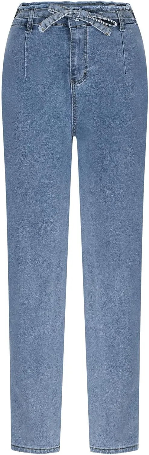 FZYLQY Plus Size Womens High Waisted Skinny Jeans Destroyed Ripped Hole Denim Pants Long Stretch Pencil Pants with Pockets