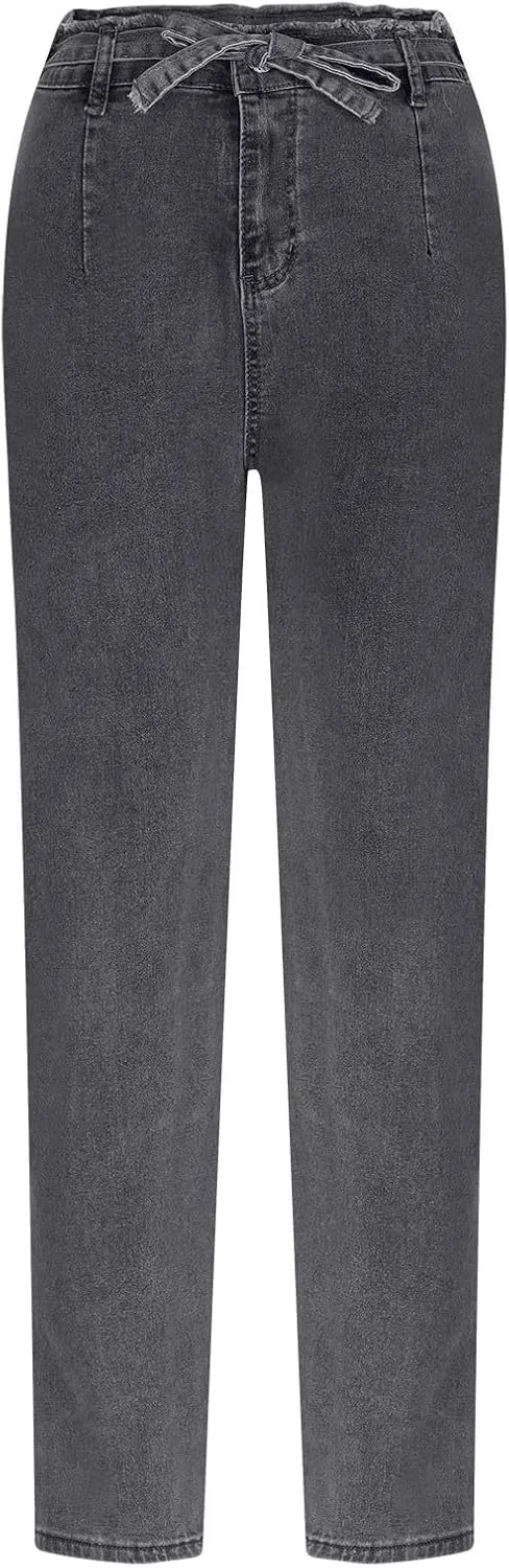 FZYLQY Plus Size Womens High Waisted Skinny Jeans Destroyed Ripped Hole Denim Pants Long Stretch Pencil Pants with Pockets