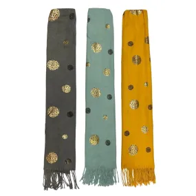 Gold Circle Print Super Soft Luxury Blanket Scarf