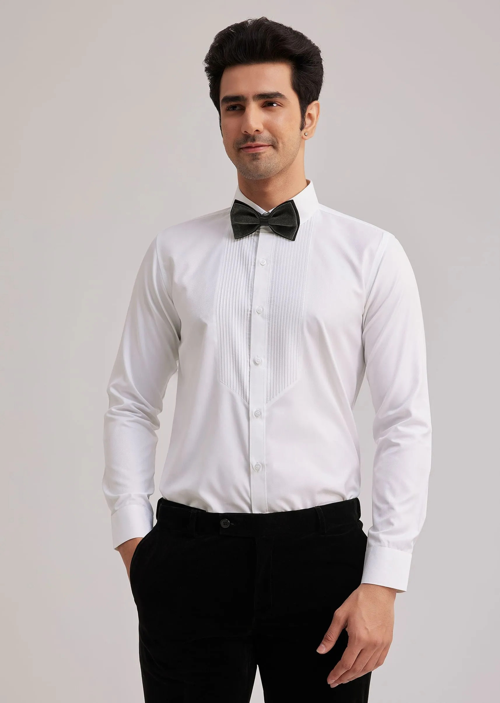 Grey Velvet Tuxedo With Satin Layered Lapel And Cut Dana Work