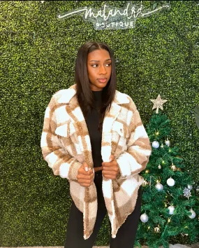 HAPPIER THAN EVER Cozy Plaid Wool Long Sleeve Shacket