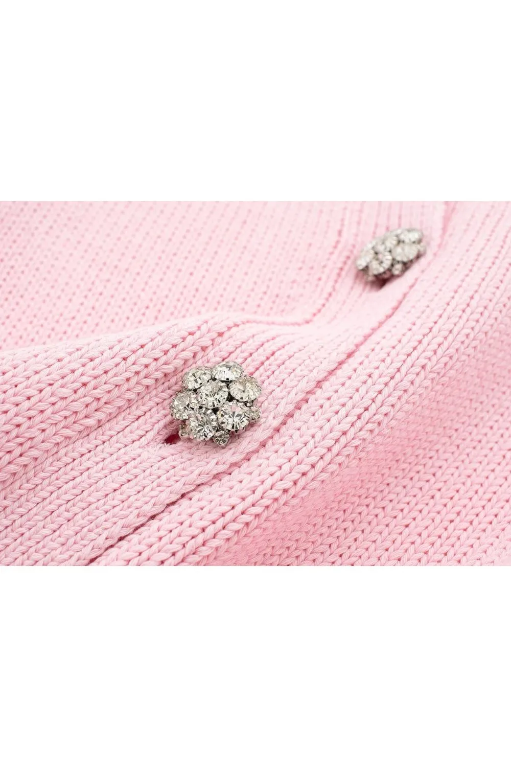 'Khanna' Minimalist Crystal-Embellished  Knit Cardigan