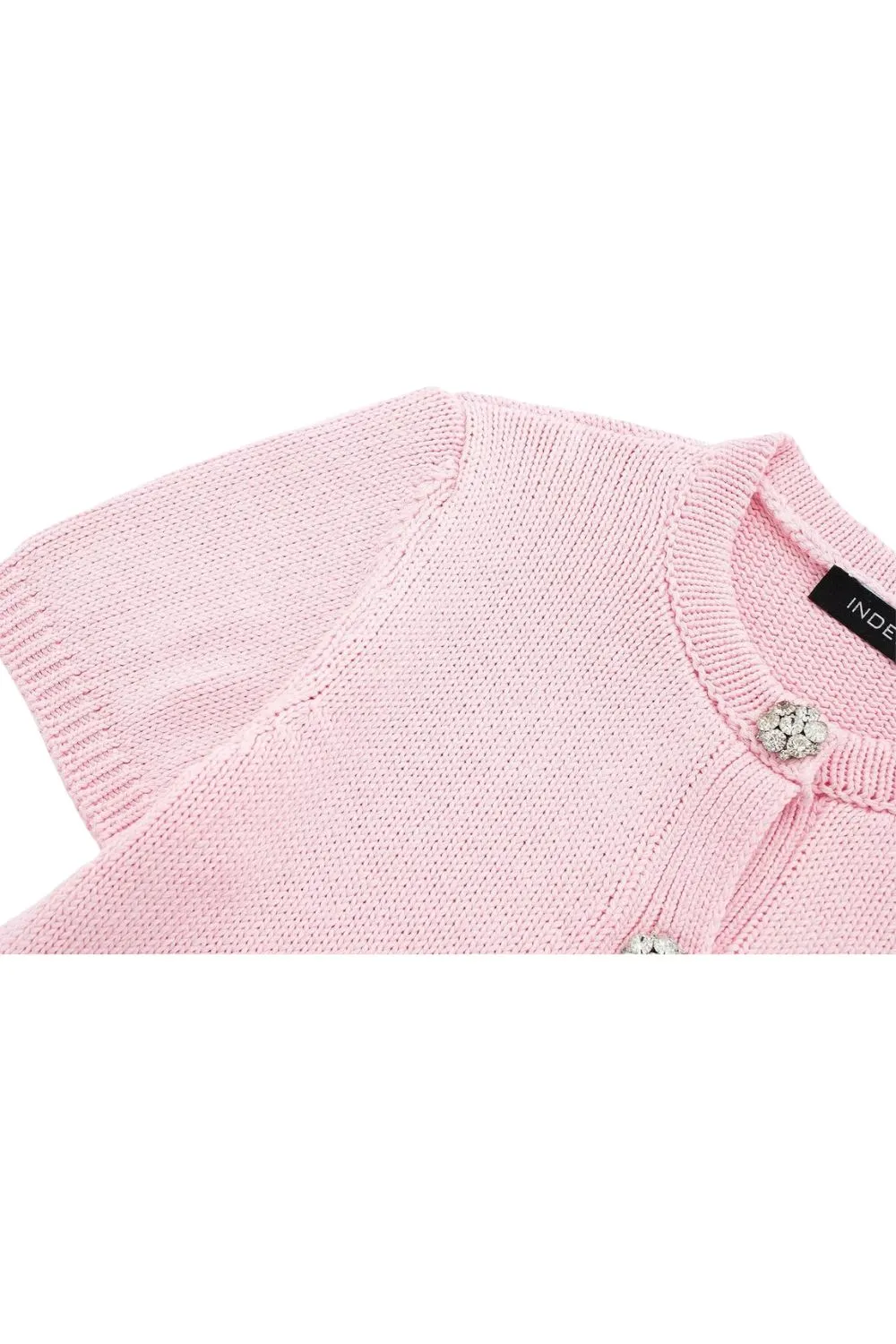 'Khanna' Minimalist Crystal-Embellished  Knit Cardigan