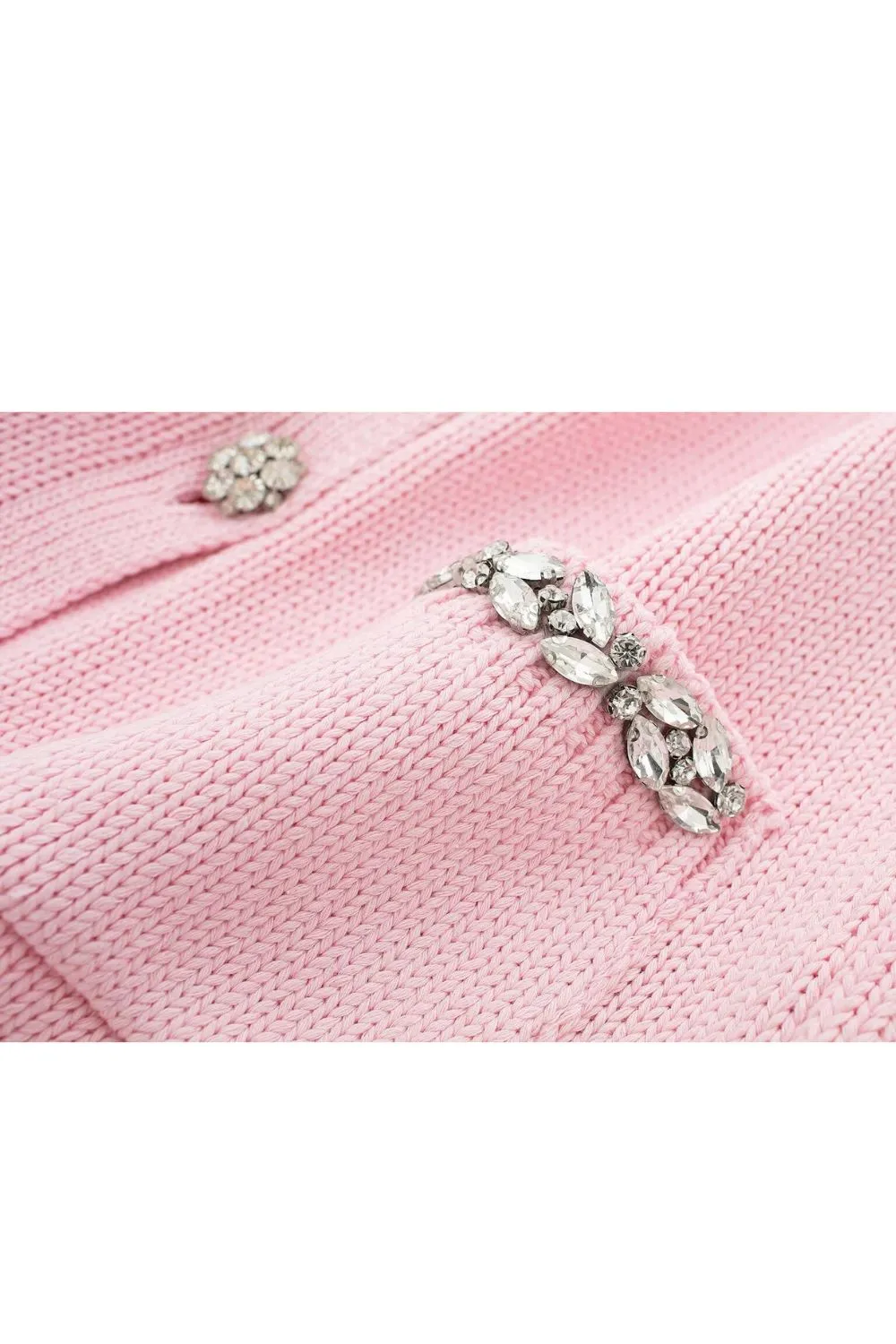 'Khanna' Minimalist Crystal-Embellished  Knit Cardigan