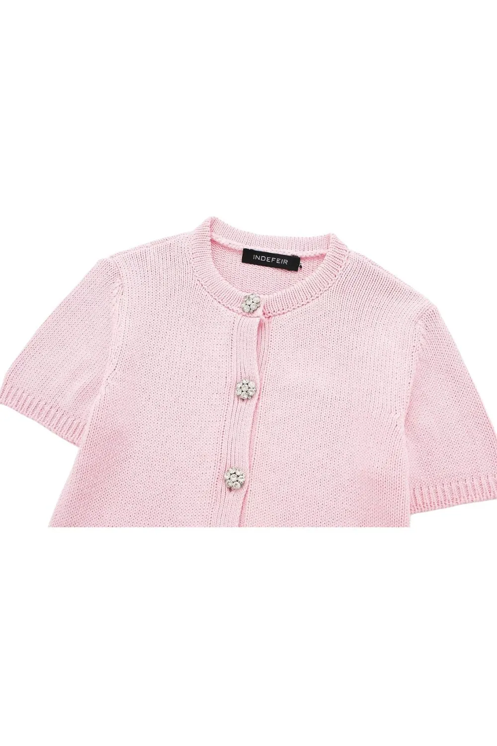 'Khanna' Minimalist Crystal-Embellished  Knit Cardigan